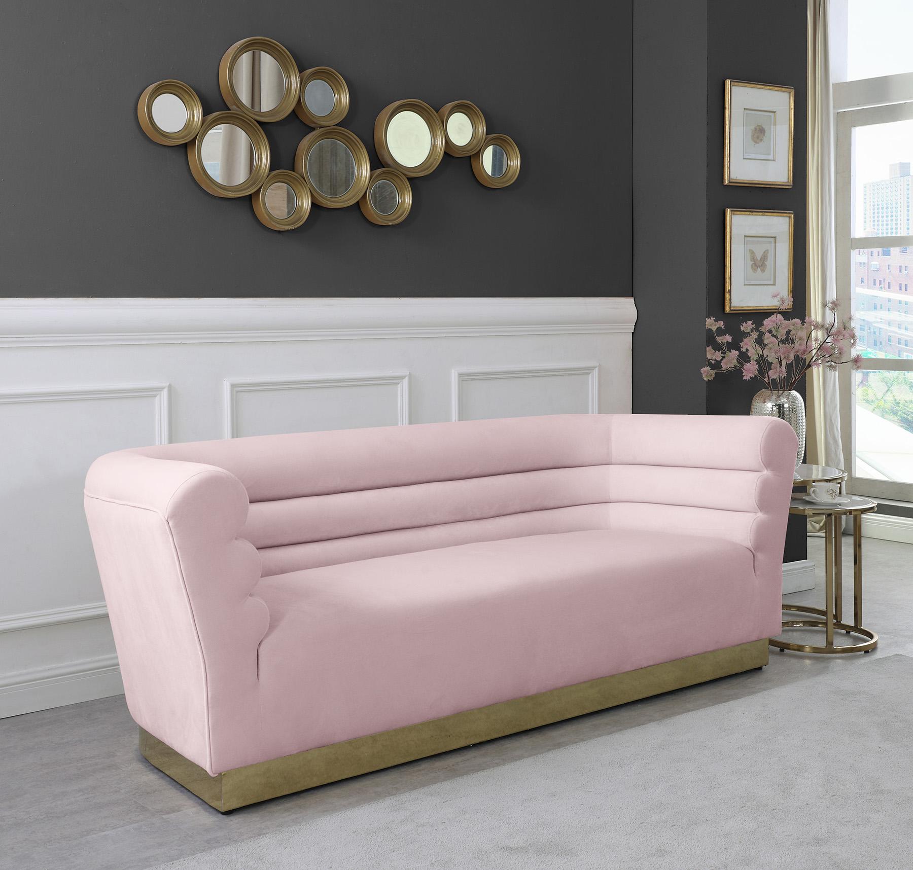 

    
669Pink-C-Set-2 Pink Velvet Channel Tufting Sofa Set 2P BELLINI 669Pink Meridian Contemporary
