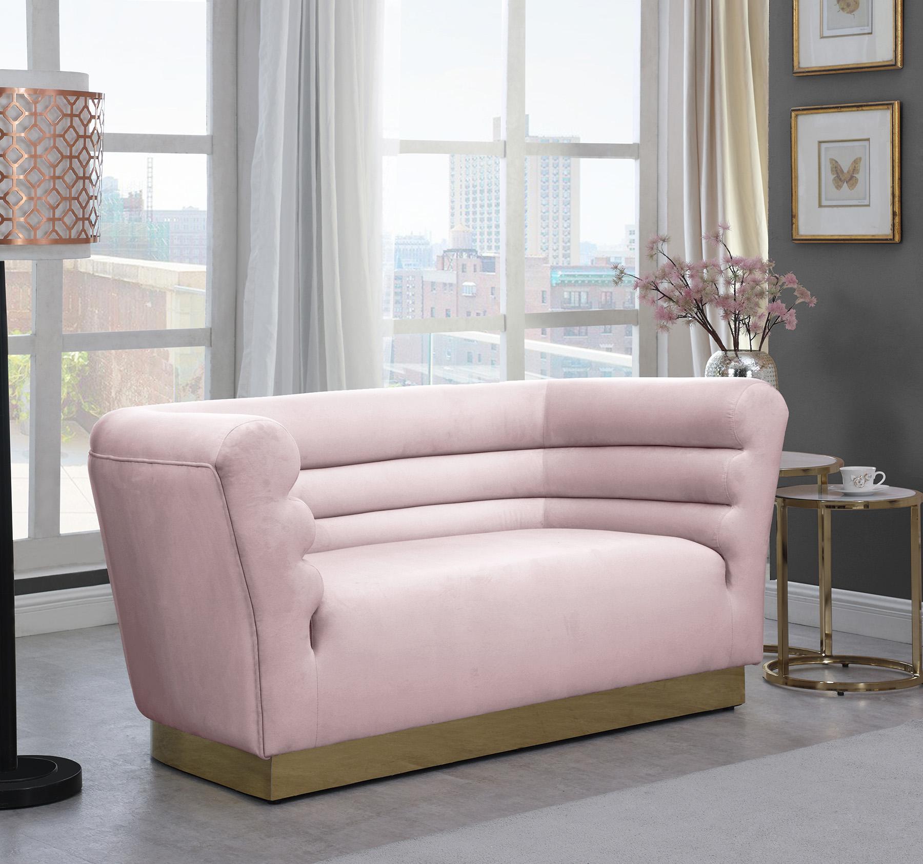 

    
 Order  Pink Velvet Channel Tufting Sofa Set 3P BELLINI 669Pink Meridian Contemporary
