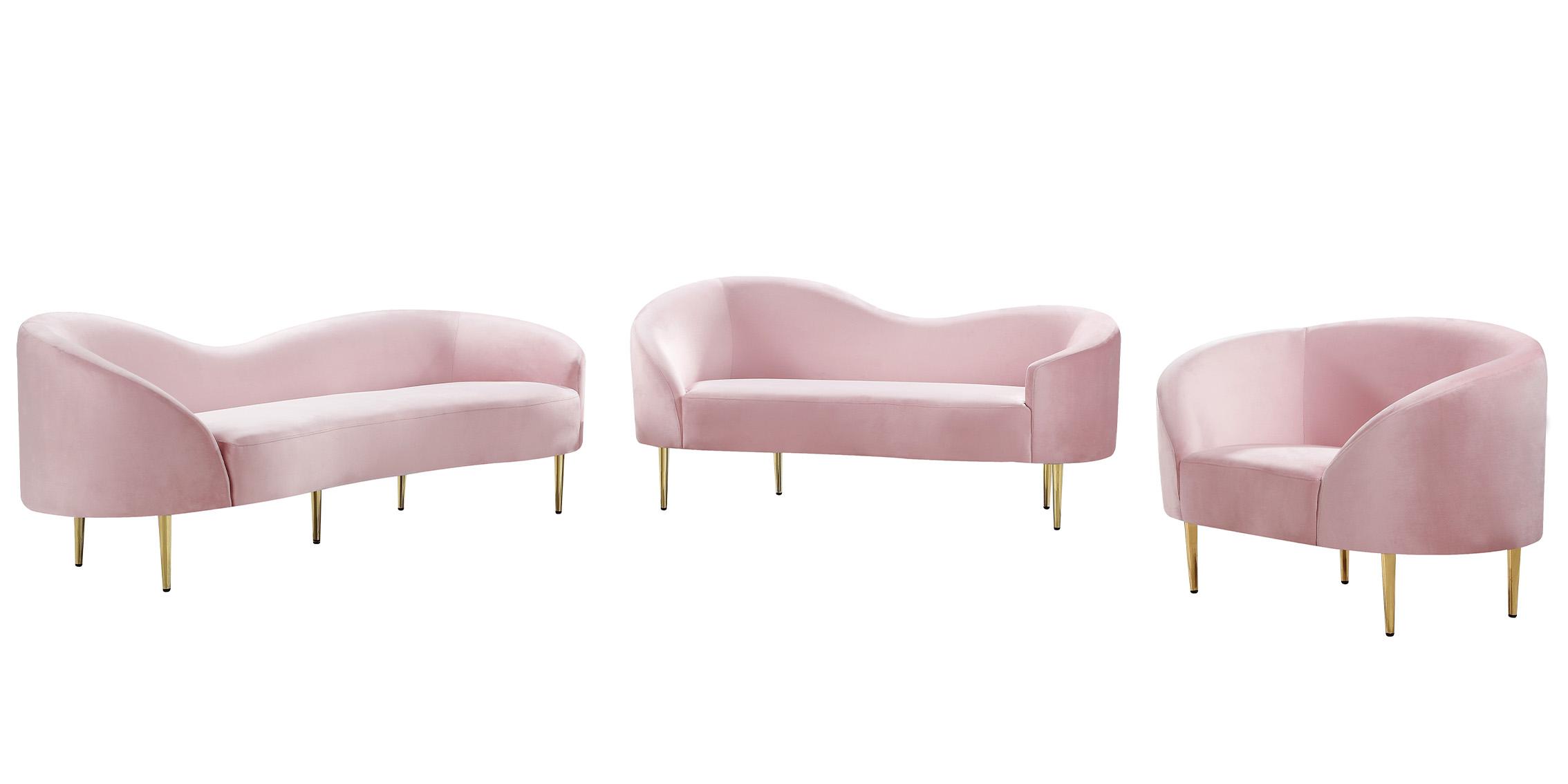 

    
Glam Pink Velvet Sofa Set 3Pcs RITZ 659Pink Meridian Contemporary Modern
