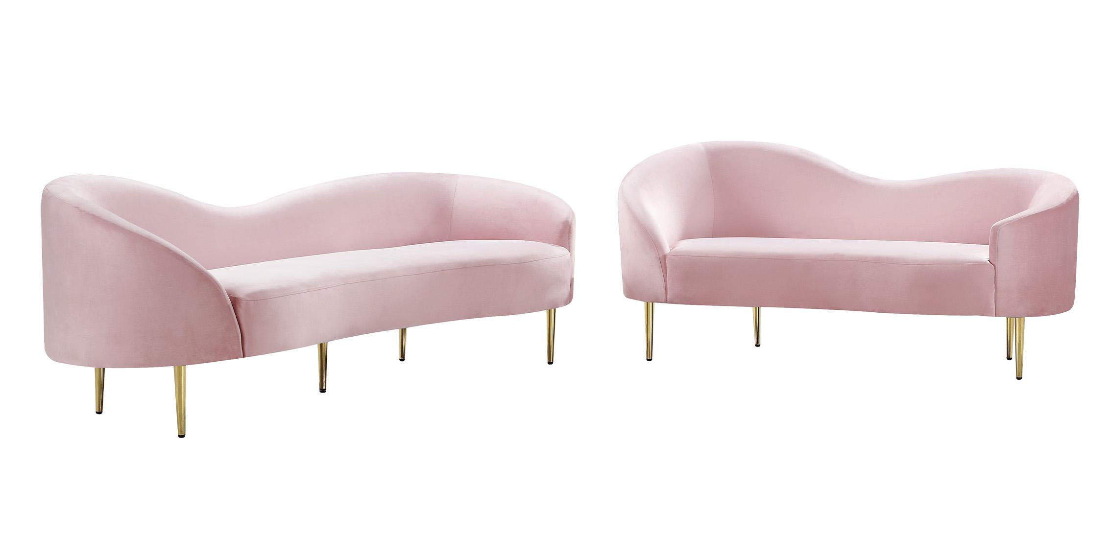 

    
Glam Pink Velvet Sofa Set 2Pcs RITZ 659Pink Meridian Contemporary Modern
