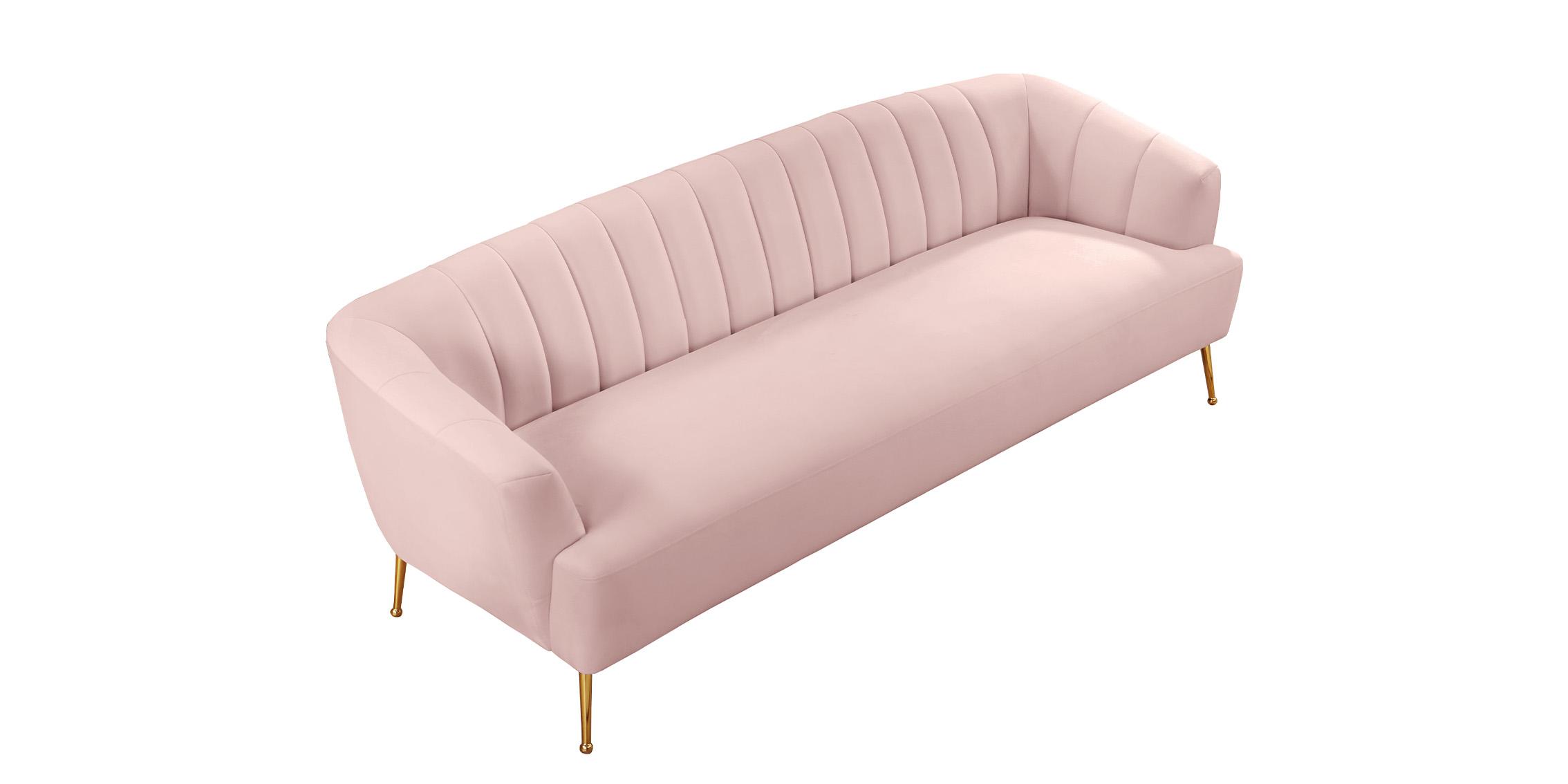 

    
Glam Pink Velvet Channel Tufted Sofa TORI 657Pink-S Meridian Modern Contemporary
