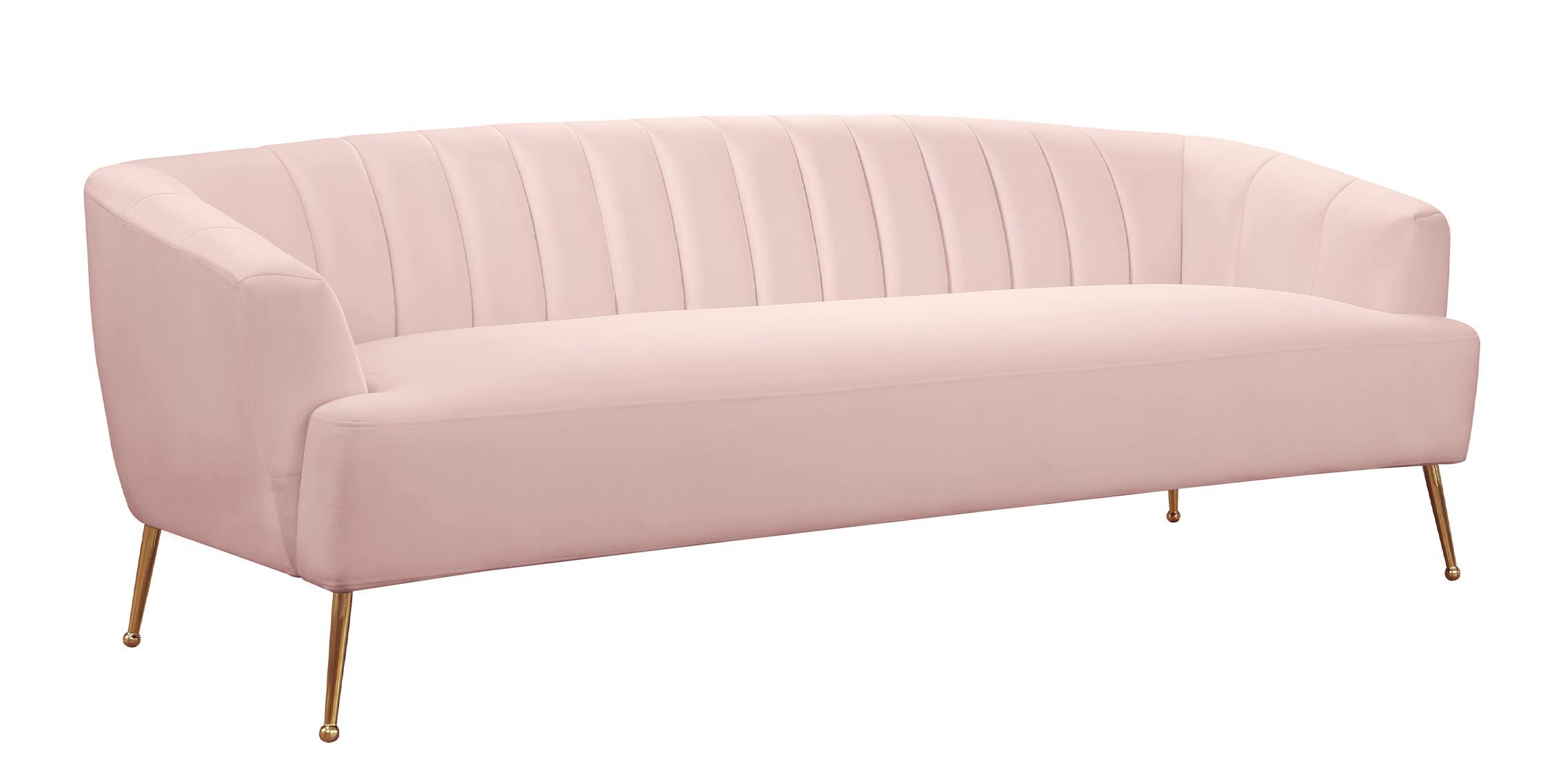 

    
Pink Velvet Channel Tufted Sofa Set 3P TORI 657Pink Meridian Modern Contemporary
