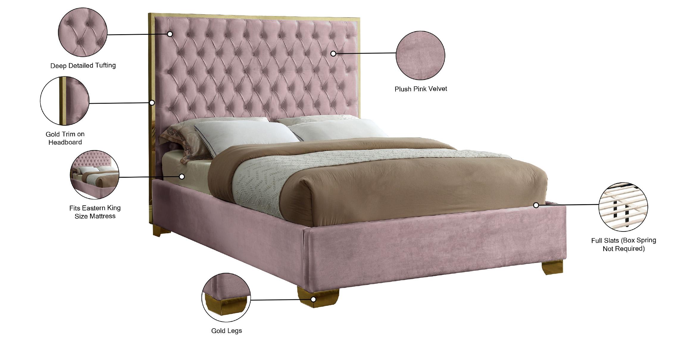 

        
Meridian Furniture LanaPink-K Platform Bed Pink Velvet 647899945991
