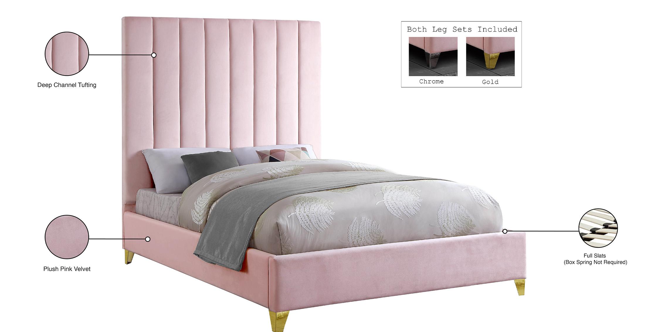 

    
Pink Velvet Channel Tufted King Bed VIA ViaPink-K Meridian Contemporary Modern

