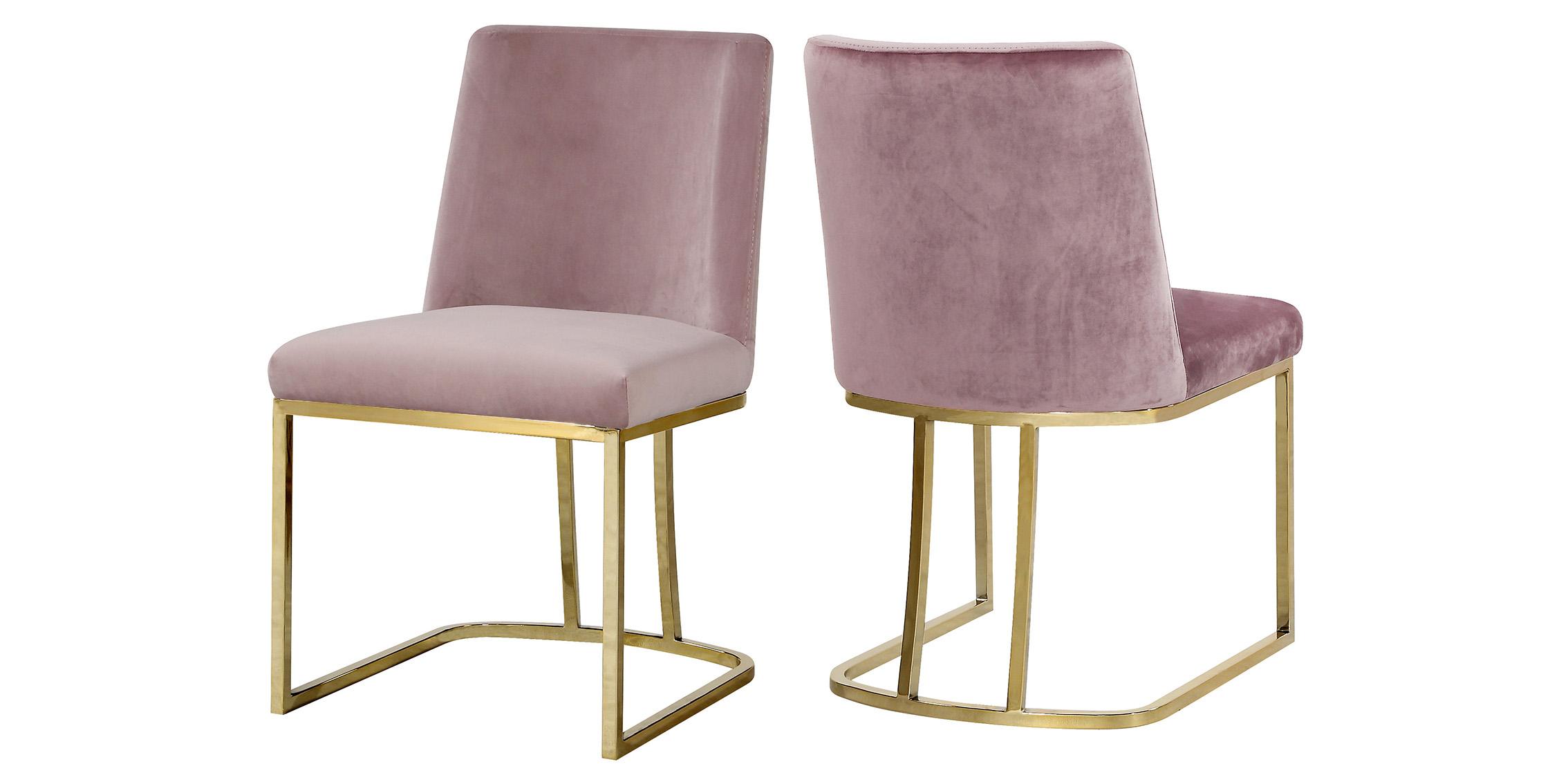 Contemporary, Modern Dining Chair Set HEIDI 776Pink 776Pink-C-Set-2 in Pink, Gold Velvet