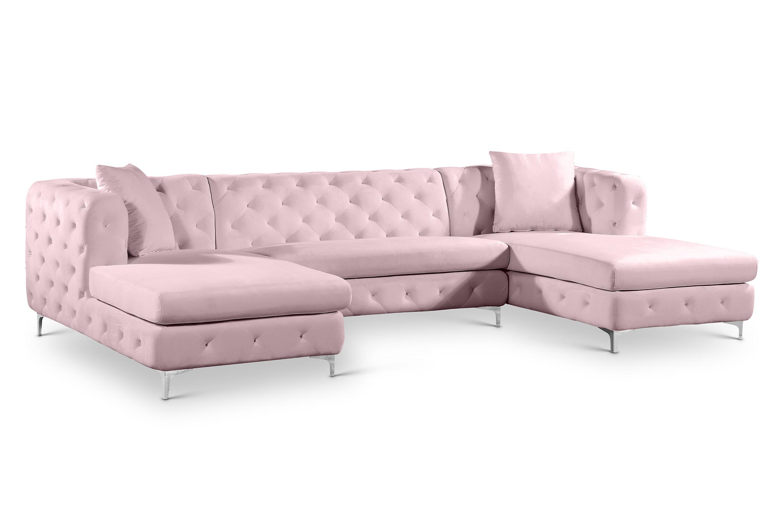 Contemporary, Modern Sectional Sofa Gail 664Pink 664Pink-Sectional in Pink Velvet