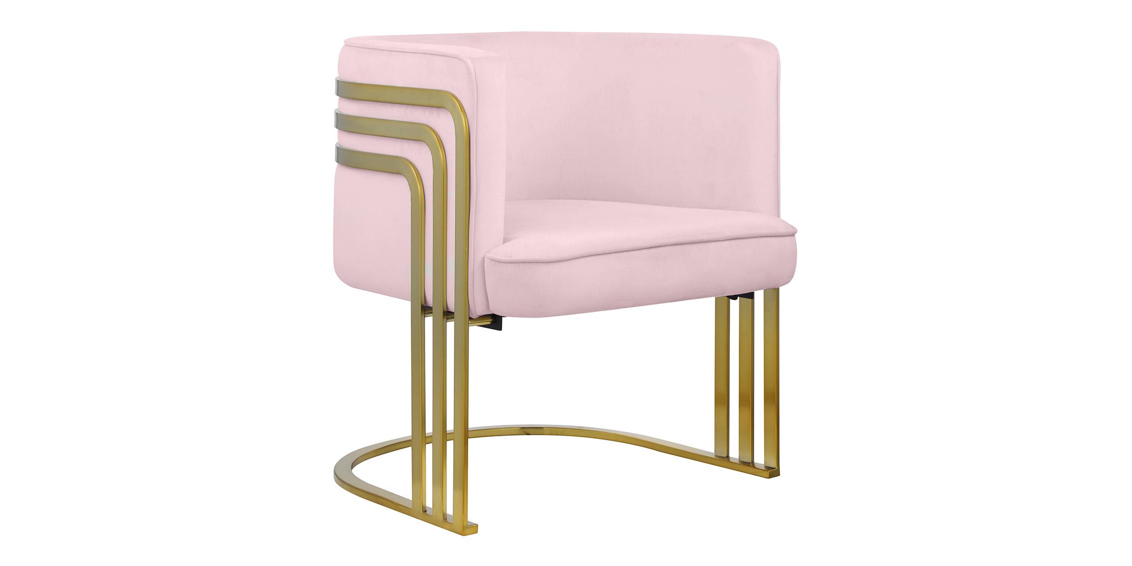Contemporary Accent Chair RAYS 533Pink 533Pink in Pink, Gold Velvet