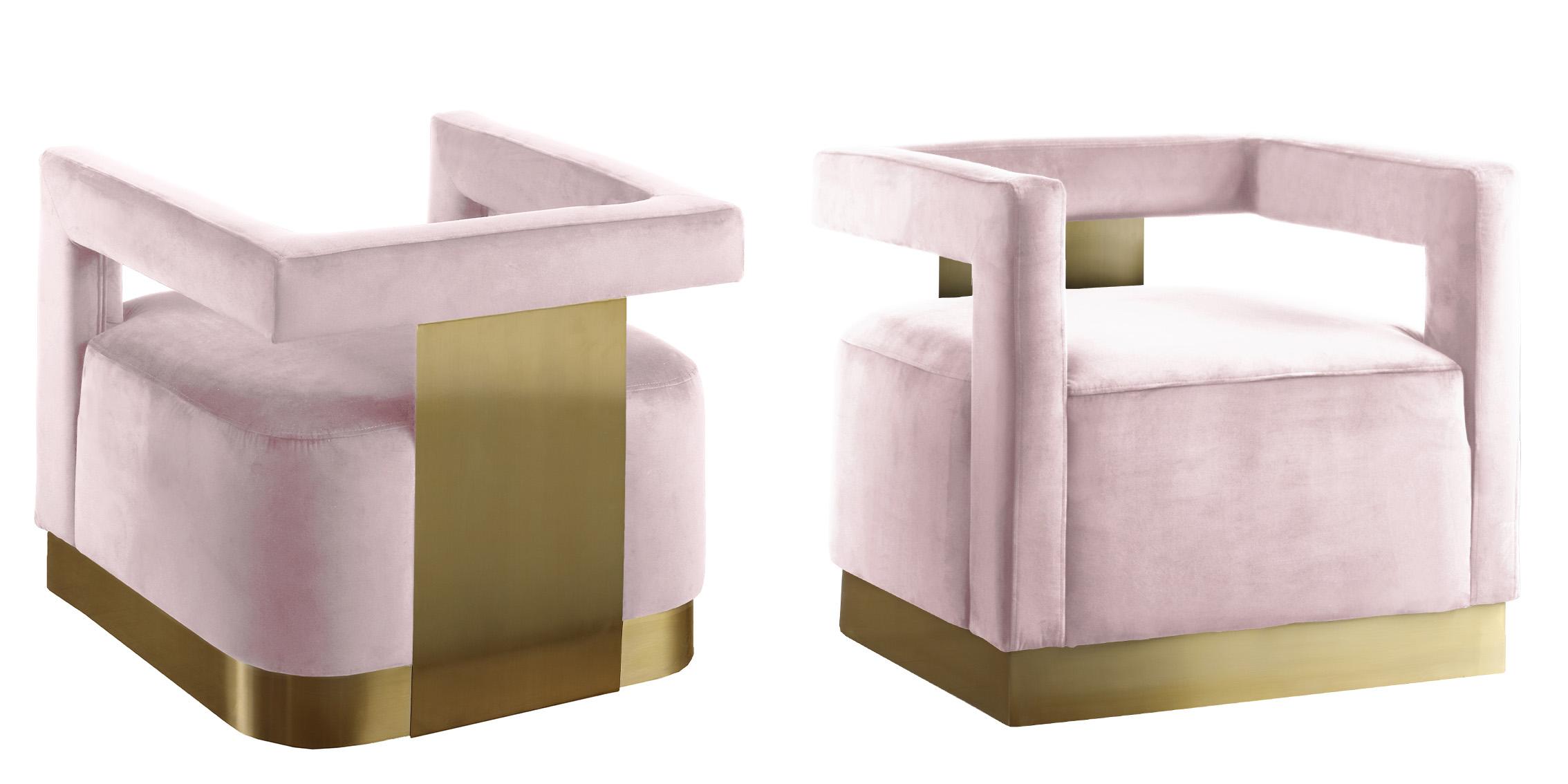 

    
Pink Velvet & Gold Base Chair Set 2 ARMANI 597Pink Meridian Contemporary

