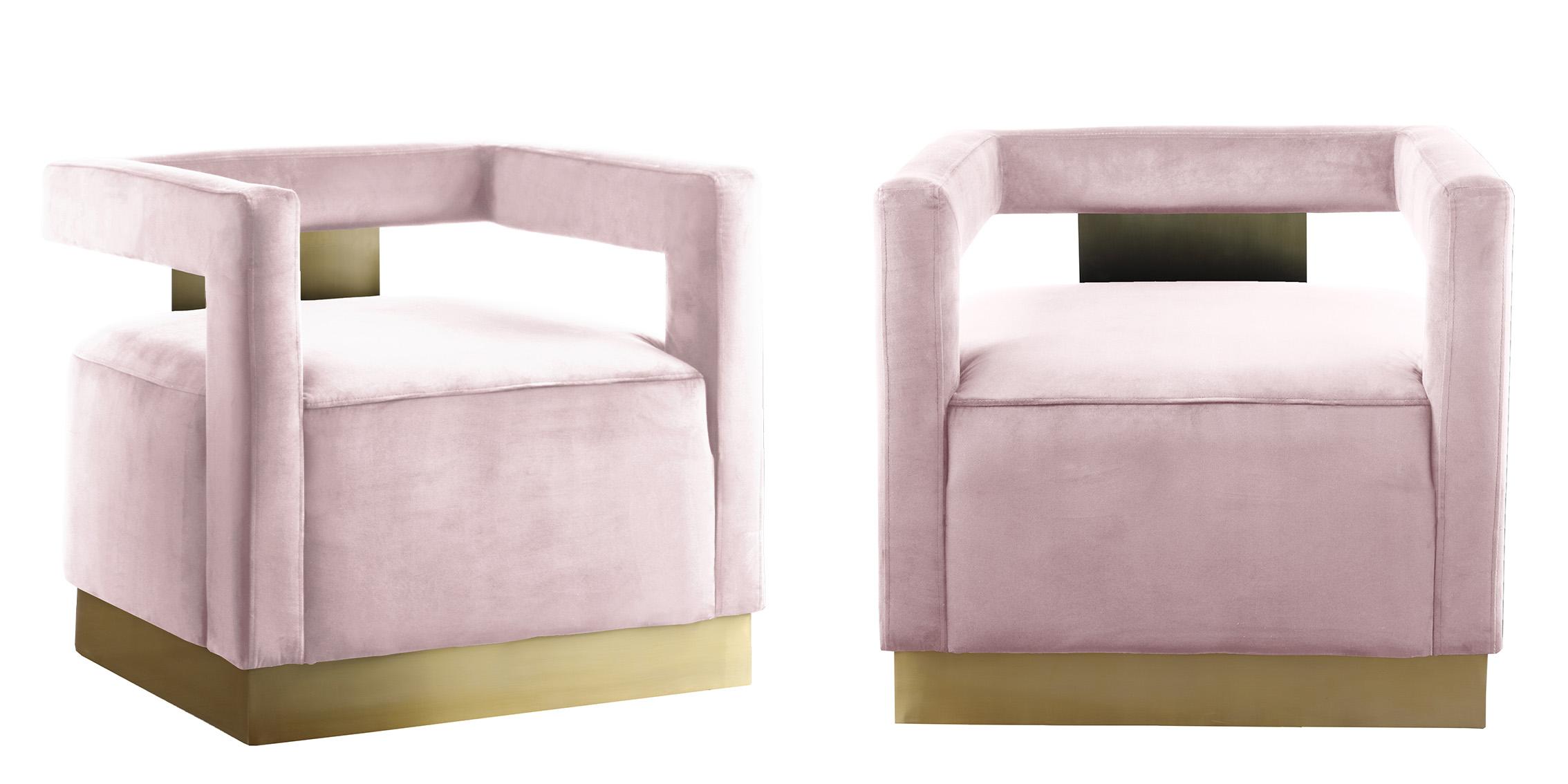 

    
Pink Velvet & Gold Base Chair Set 2 ARMANI 597Pink Meridian Contemporary
