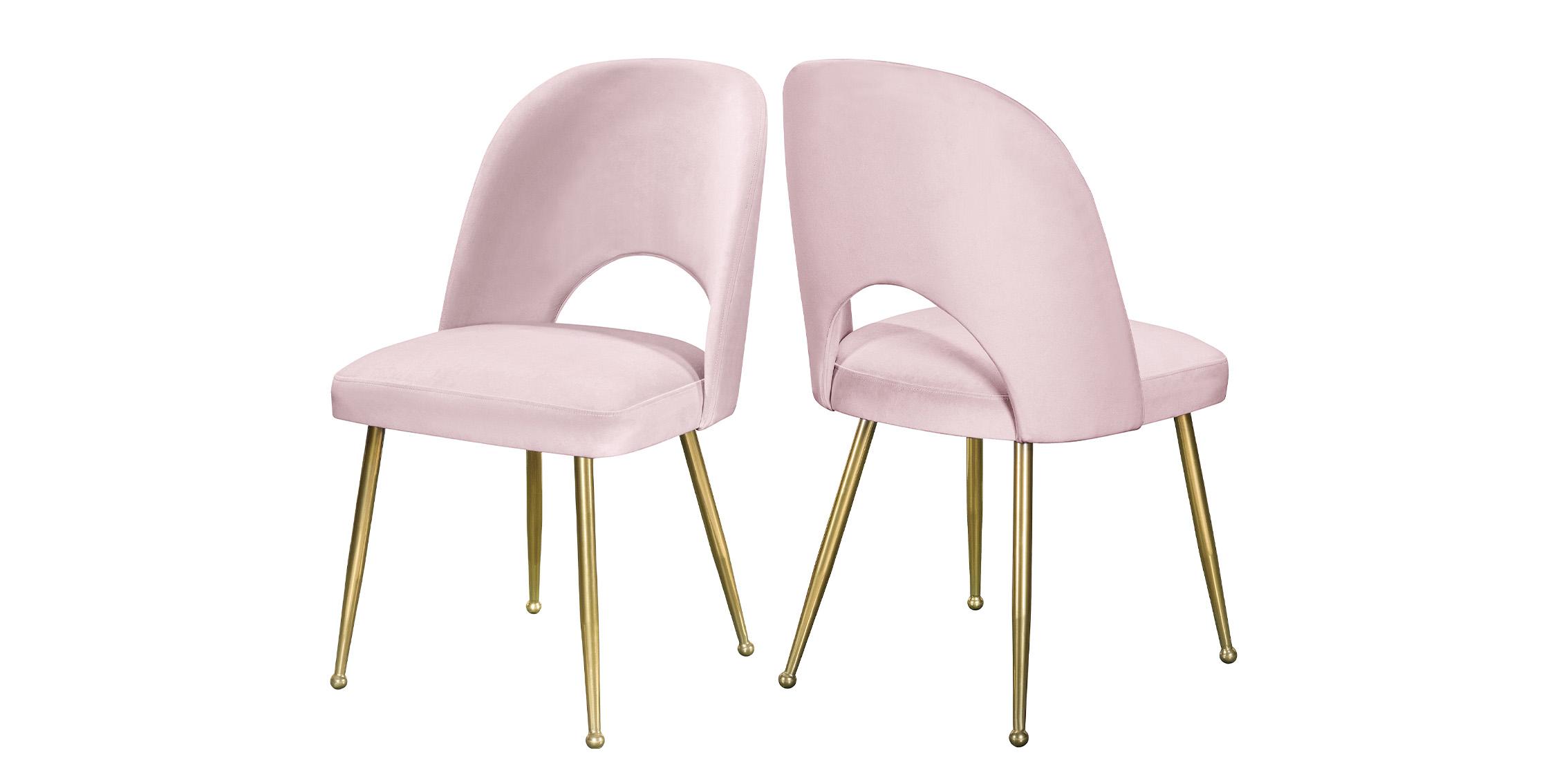 Contemporary, Modern Dining Chair Set LOGAN 990Pink-C 990Pink-C in Pink, Gold Fabric