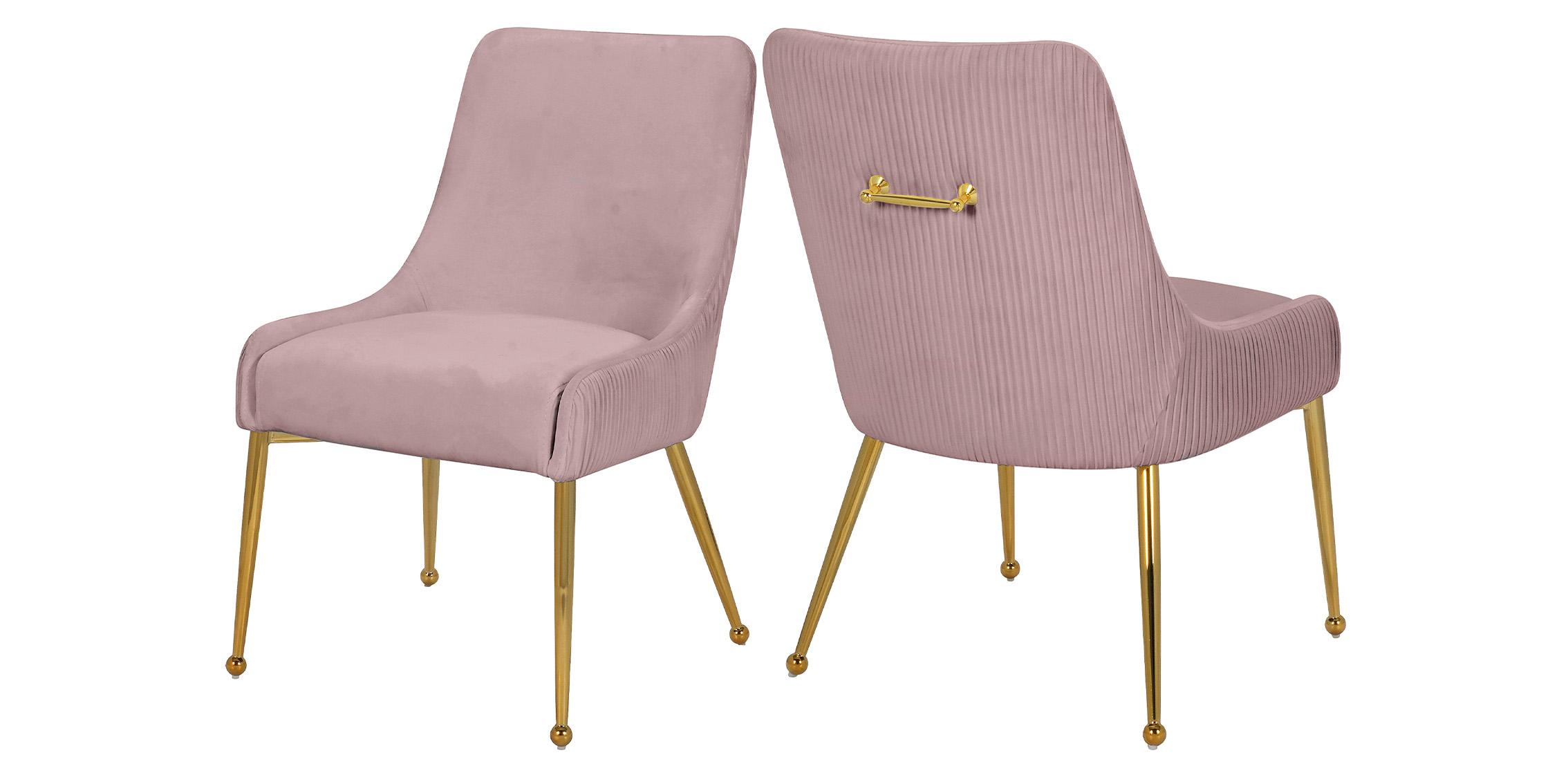 Contemporary, Modern Dining Chair Set ACE 855Pink 855Pink in Pink, Gold Velvet