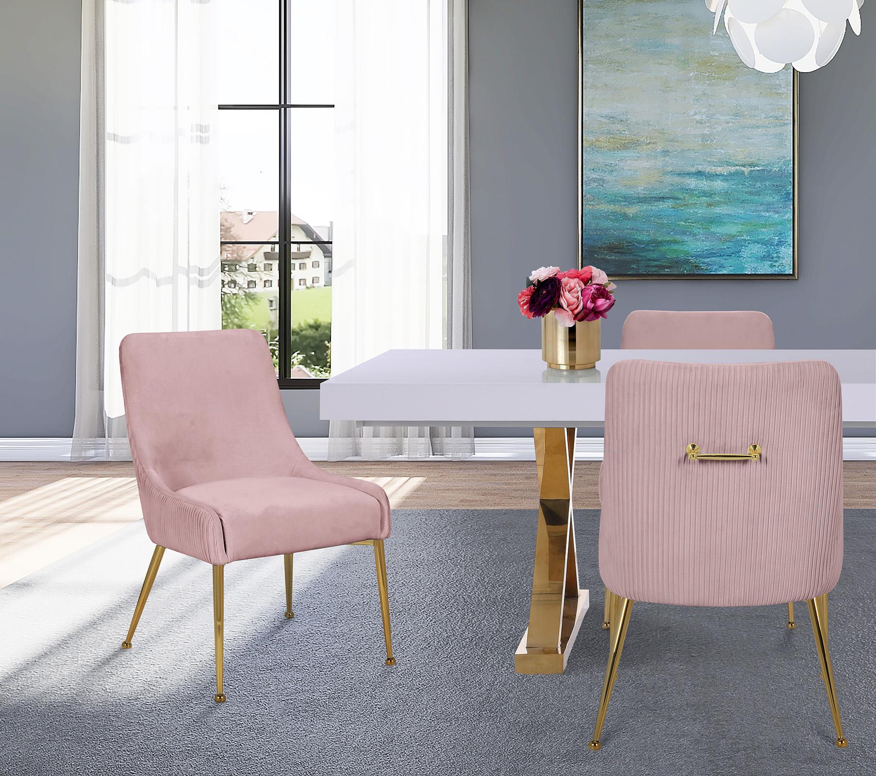 

    
Pink Velvet & Gold Dining Chair Set 2Pcs ACE 855Pink Meridian Contemporary
