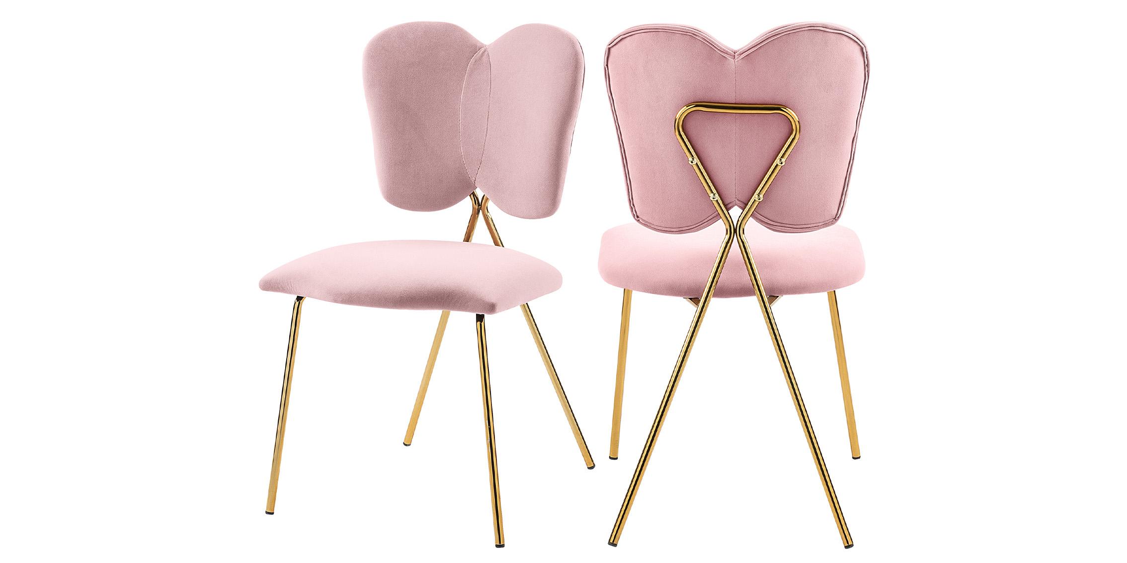 Contemporary, Modern Dining Chair Set ANGEL 780Pink-C 780Pink-C in Pink, Gold Velvet