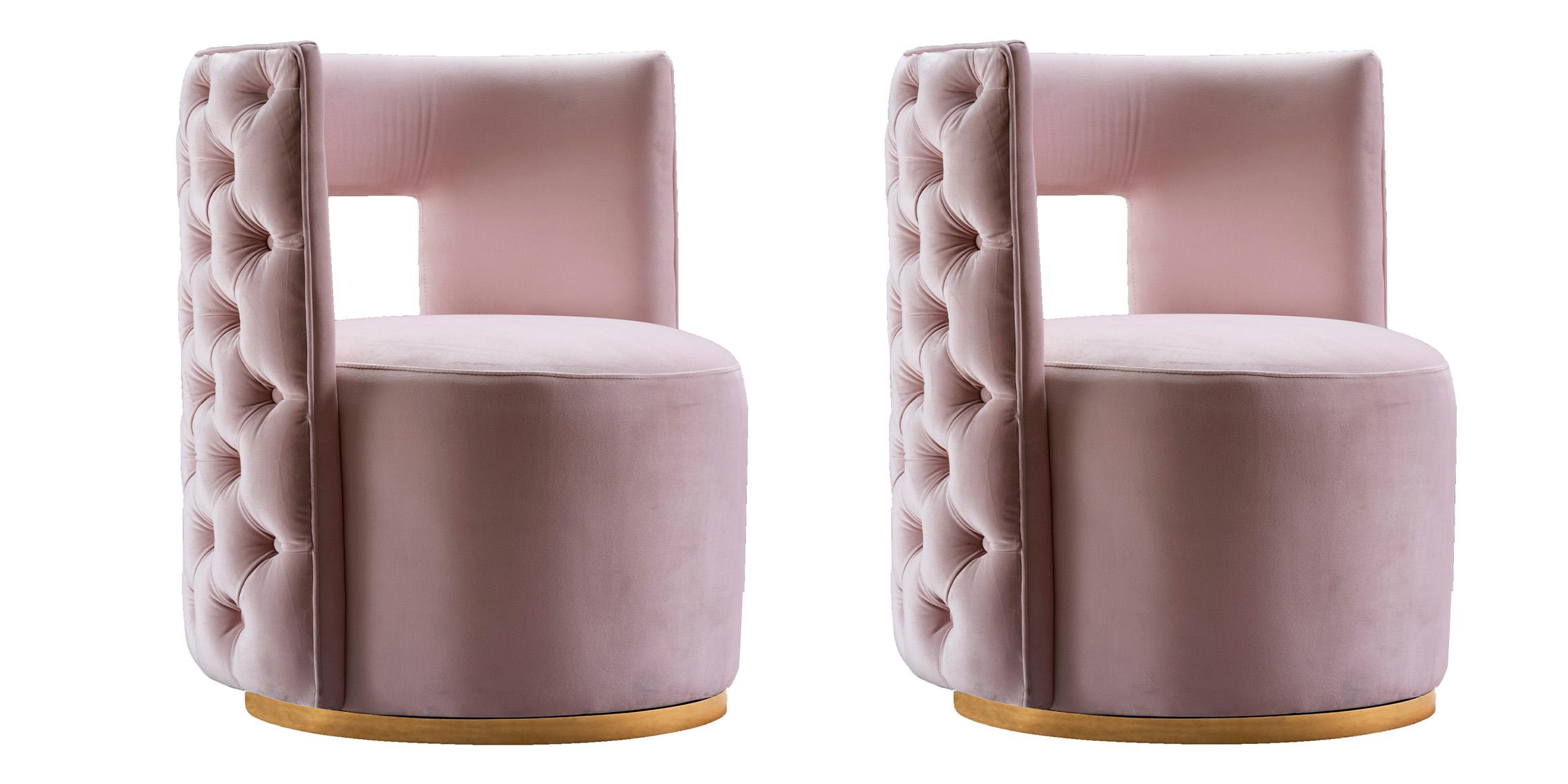 

    
594Pink Pink Velvet & Gold Swivel Base Chair THEO 594Pink Meridian Contemporary
