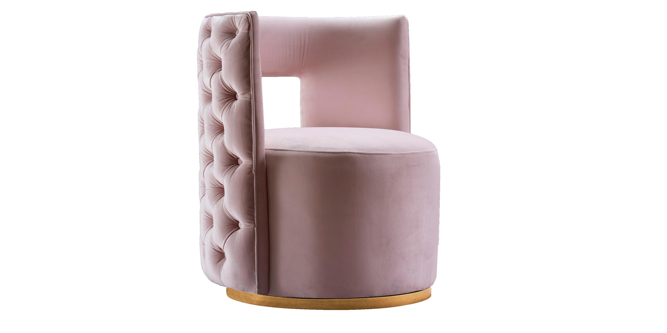 

    
Pink Velvet & Gold Swivel Base Chair THEO 594Pink Meridian Contemporary
