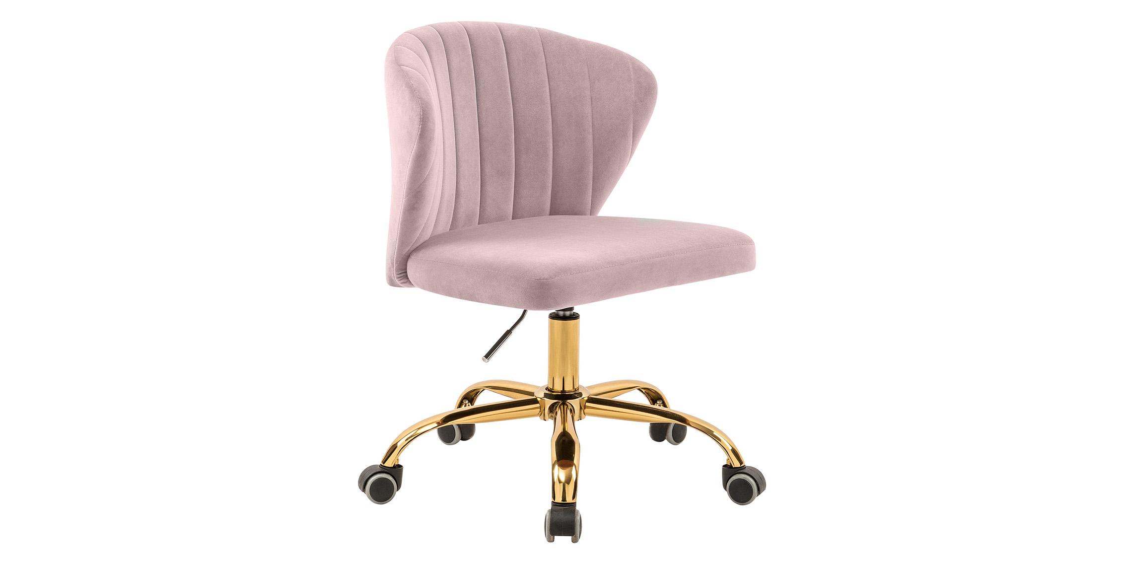 

    
Pink Velvet & Gold Swivel Office Chair FINLEY 165Pink Meridian Contemporary
