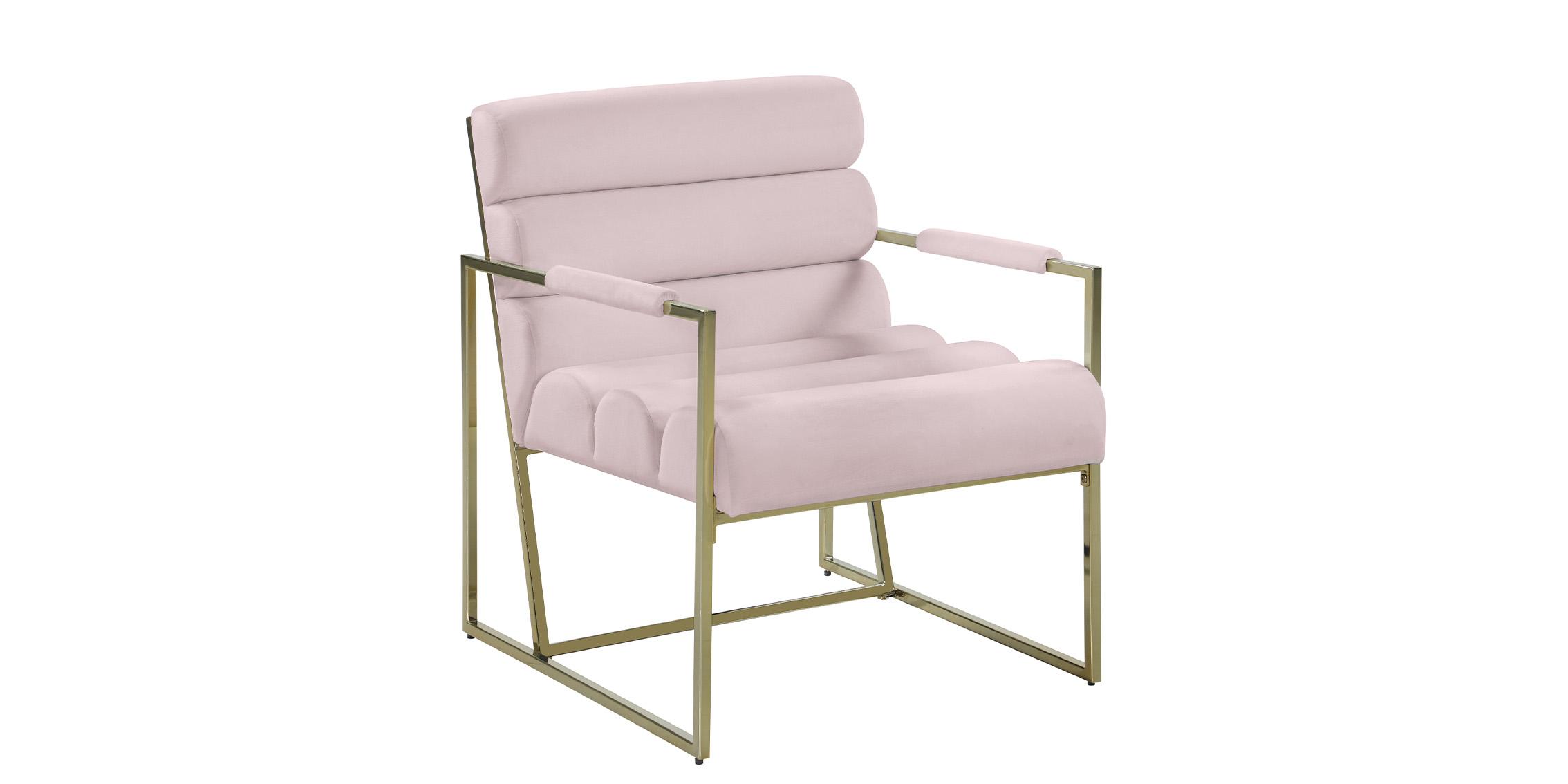 Contemporary, Modern Accent Chair WAYNE 526Pink 526Pink in Pink, Gold Velvet