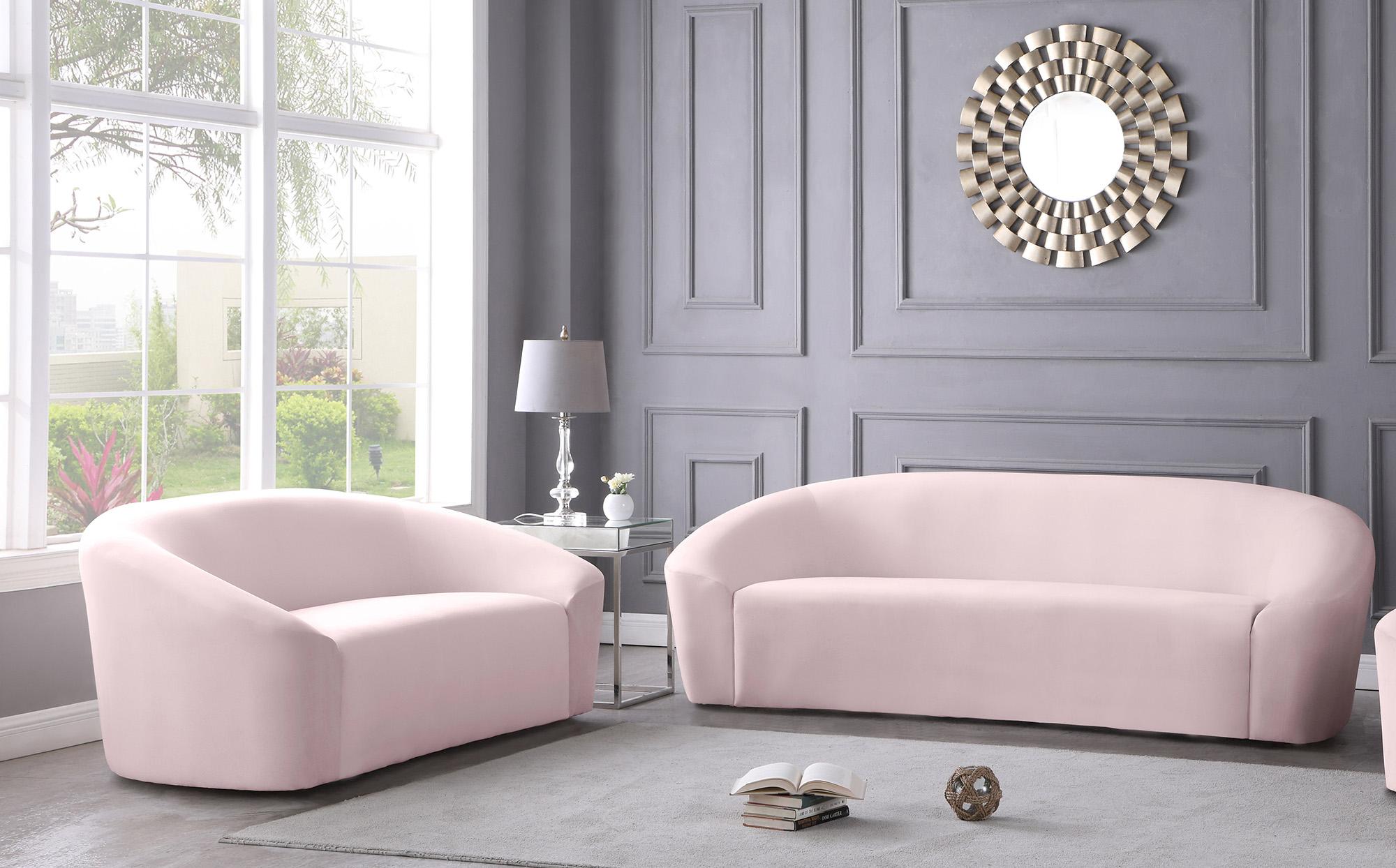 

    
 Photo  Pink Velvet Sofa Set 2Pcs RILEY 610Pink-S Meridian Contemporary Modern
