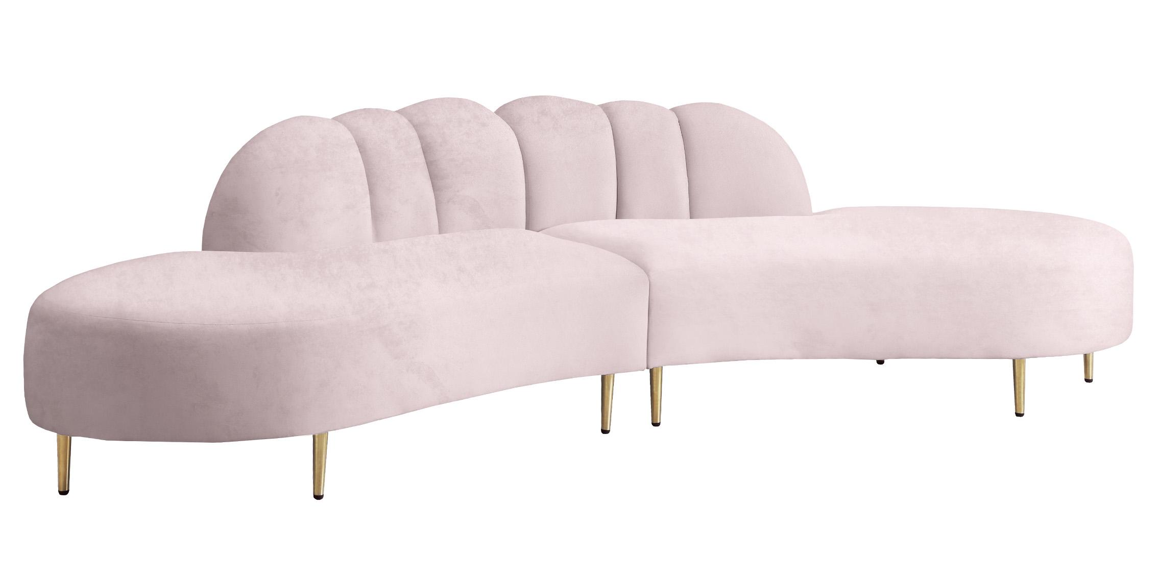 Contemporary, Modern Sectional Sofa DIVINE 618Pink 618Pink-Sectional in Pink Velvet