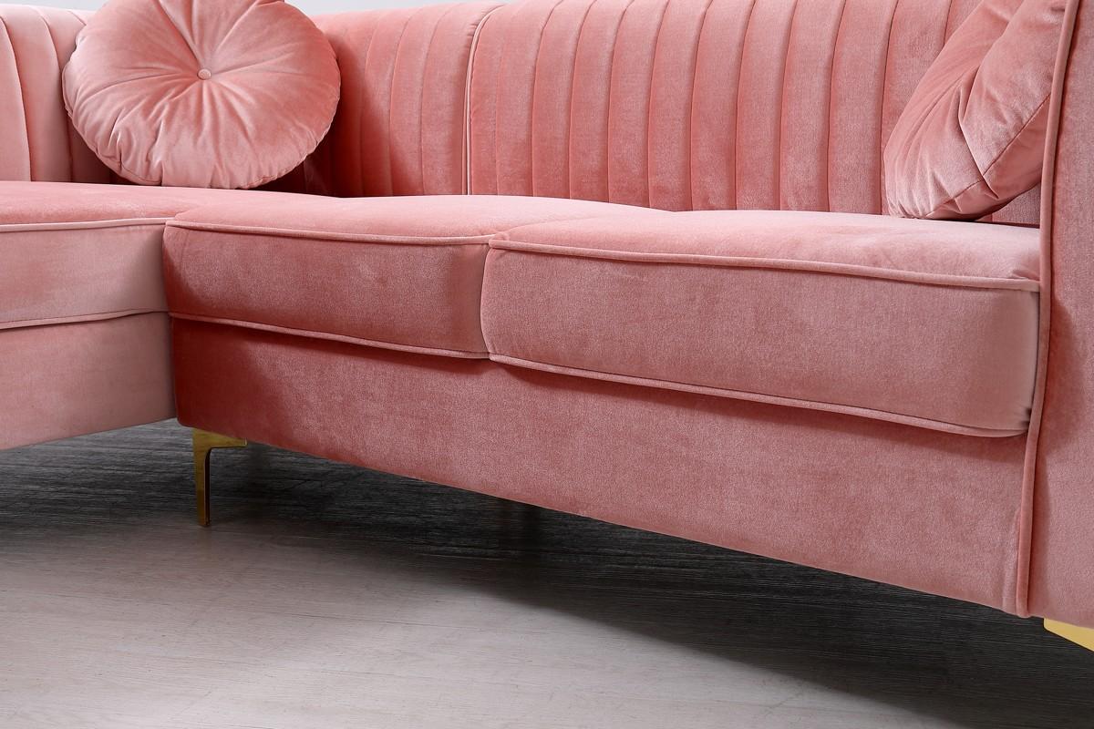 

    
VG2T1128-PNK Pink Velvet Sectional Sofa VIG Divani Casa Rachel Modern Contemporary
