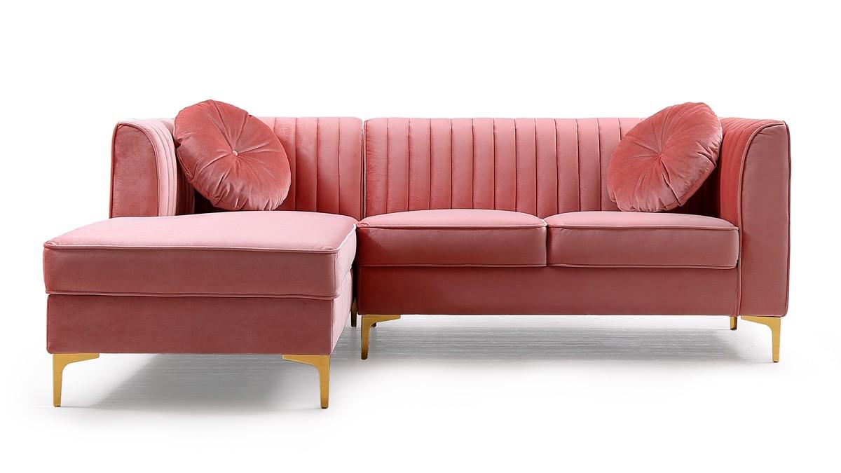 

    
 Order  Pink Velvet Sectional Sofa VIG Divani Casa Rachel Modern Contemporary
