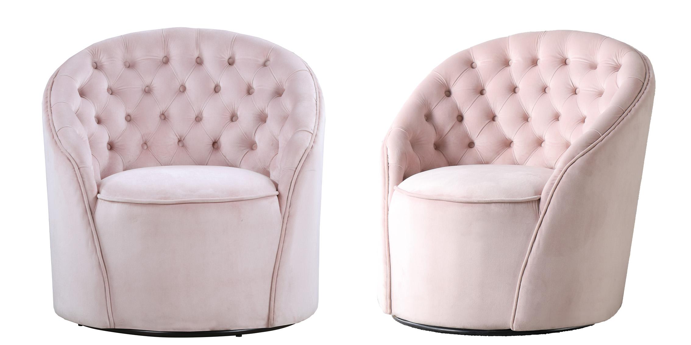 

    
Pink Velvet & Swivel Base Accent Chair Set 2Pcs ALESSIO 501Pink Meridian Modern
