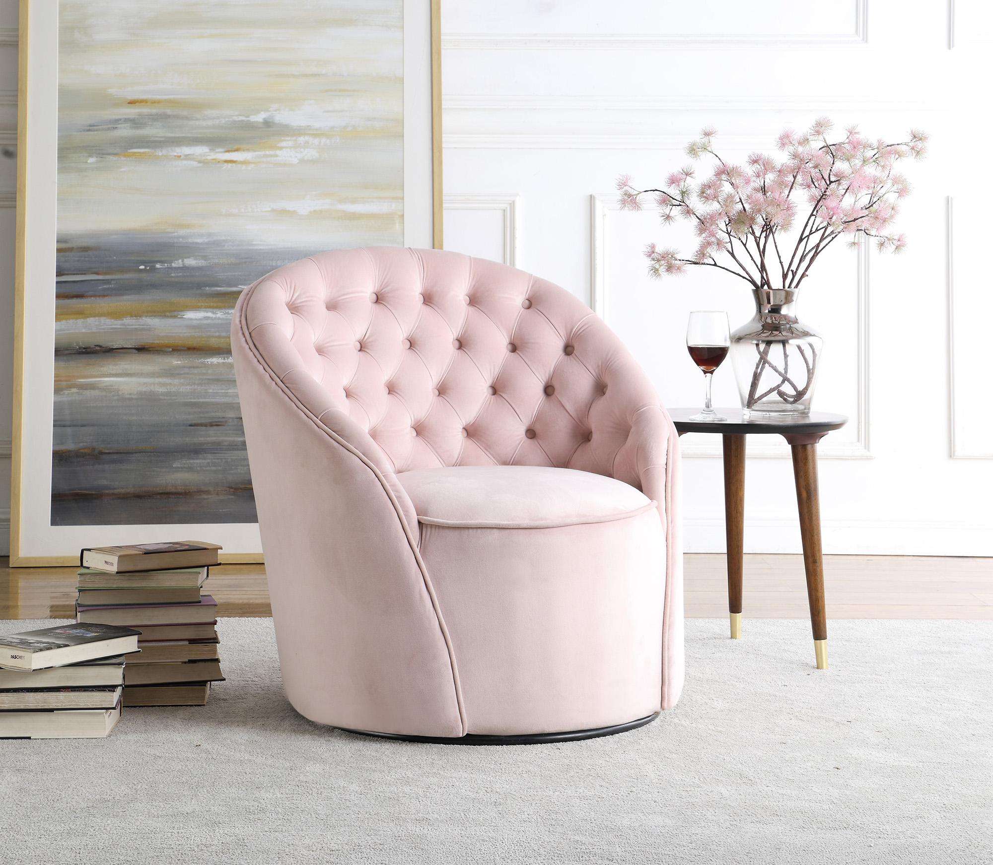 

    
Pink Velvet & Swivel Base Accent Chair Set 2Pcs ALESSIO 501Pink Meridian Modern
