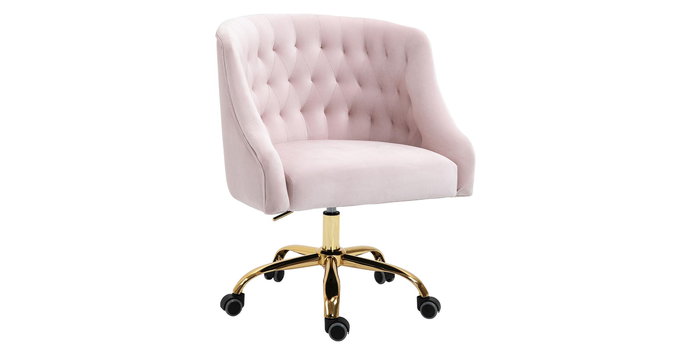 

    
Pink Velvet Swivel Office Chair ARDEN 161Pink Meridian Contemporary Modern
