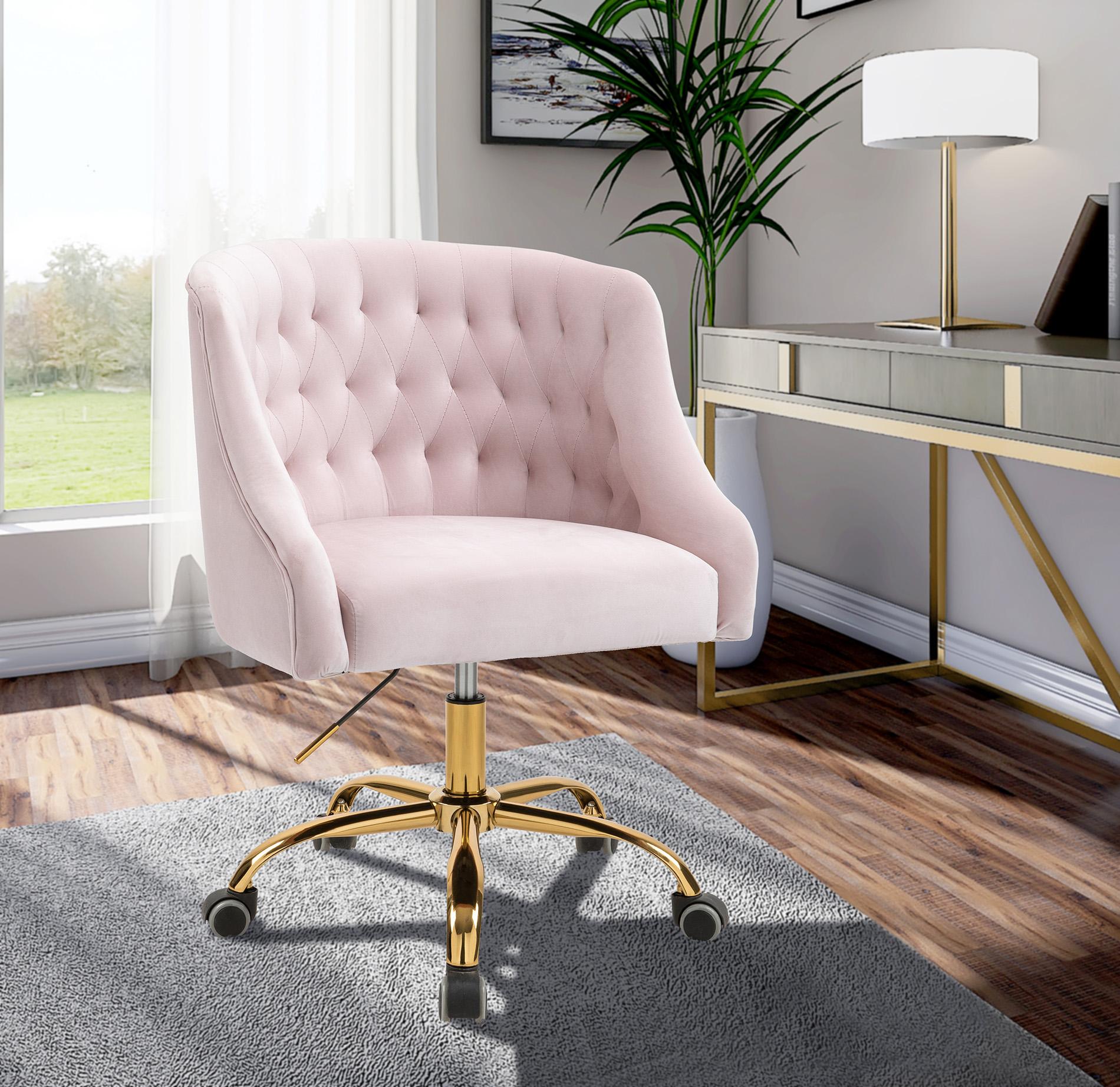 

    
Pink Velvet Swivel Office Chair ARDEN 161Pink Meridian Contemporary Modern
