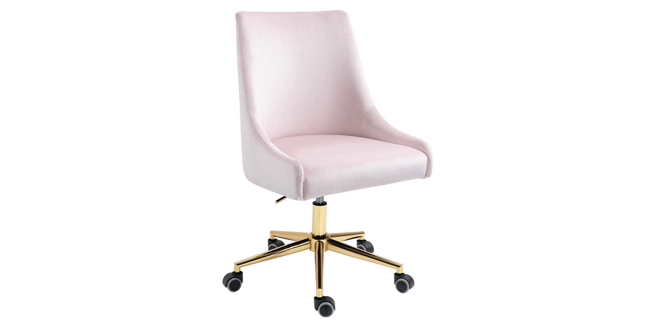 

    
Pink Velvet Gold Swivel Office Chair KARINA 163Pink Meridian Contemporary Modern
