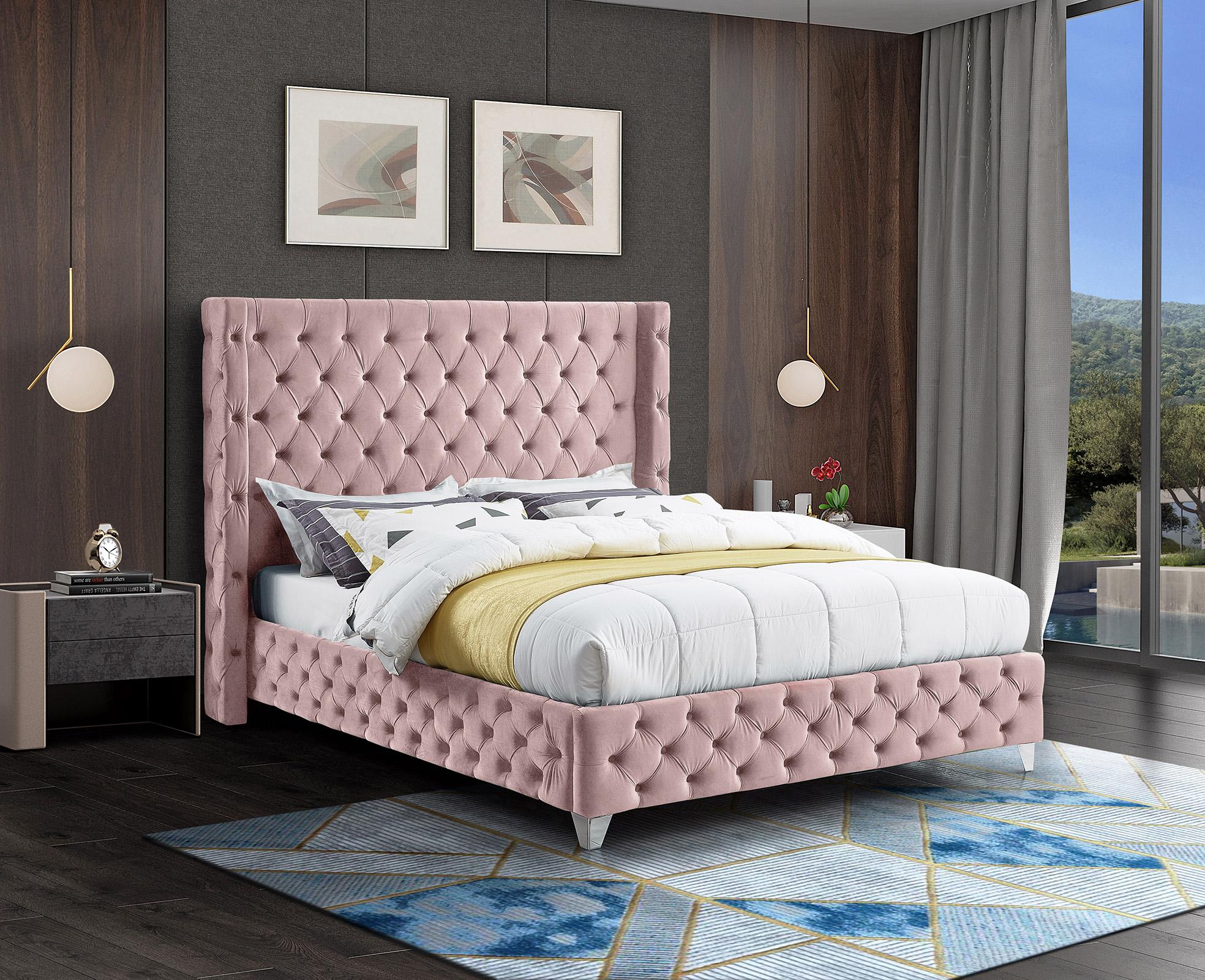 

    
Pink Velvet Tufted Full Bed SAVAN SavanPink-F Meridian Modern Contemporary
