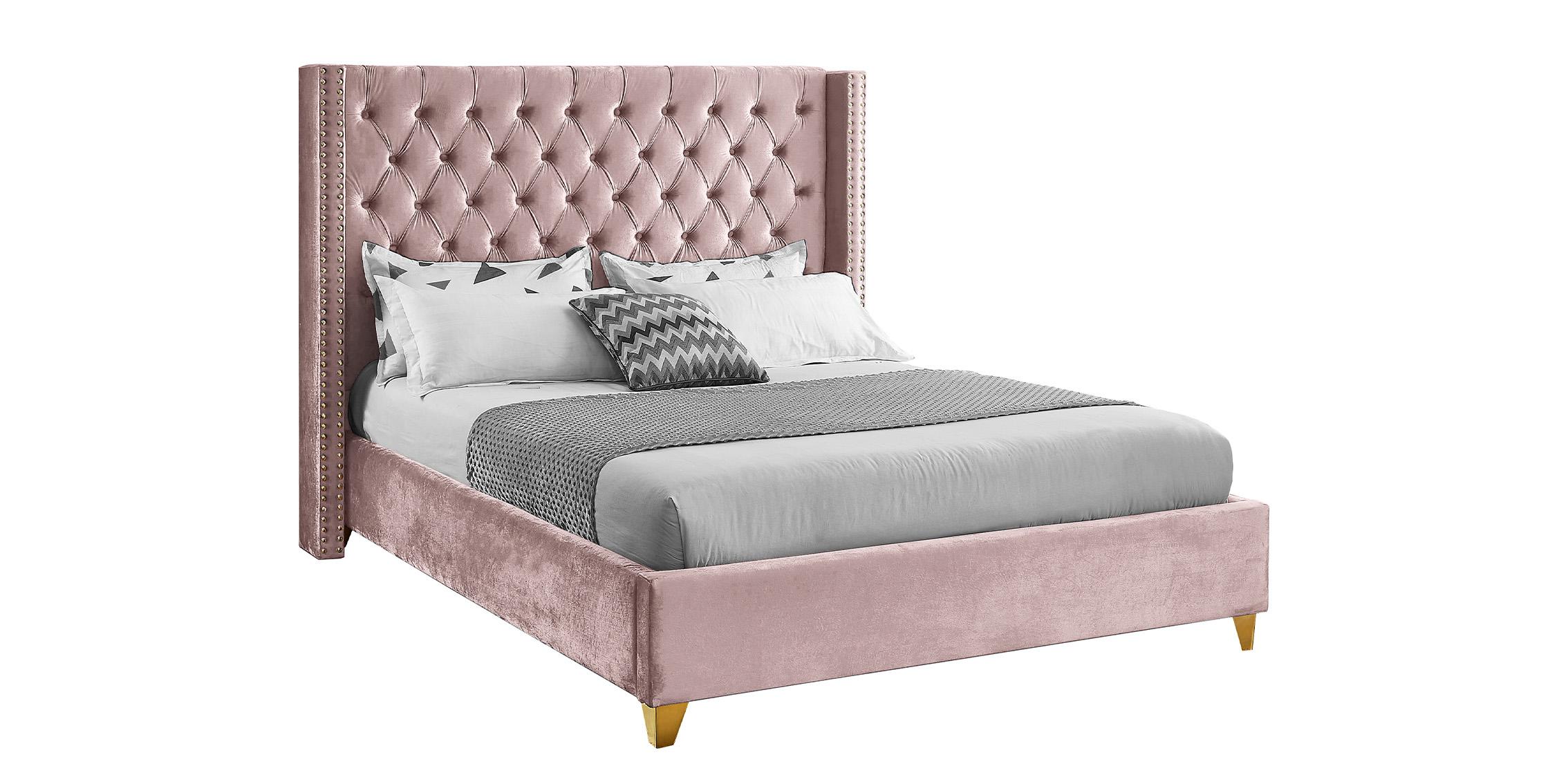 

    
Pink Velvet Tufted King Bed BAROLO Pink-K Meridian Modern Contemporary
