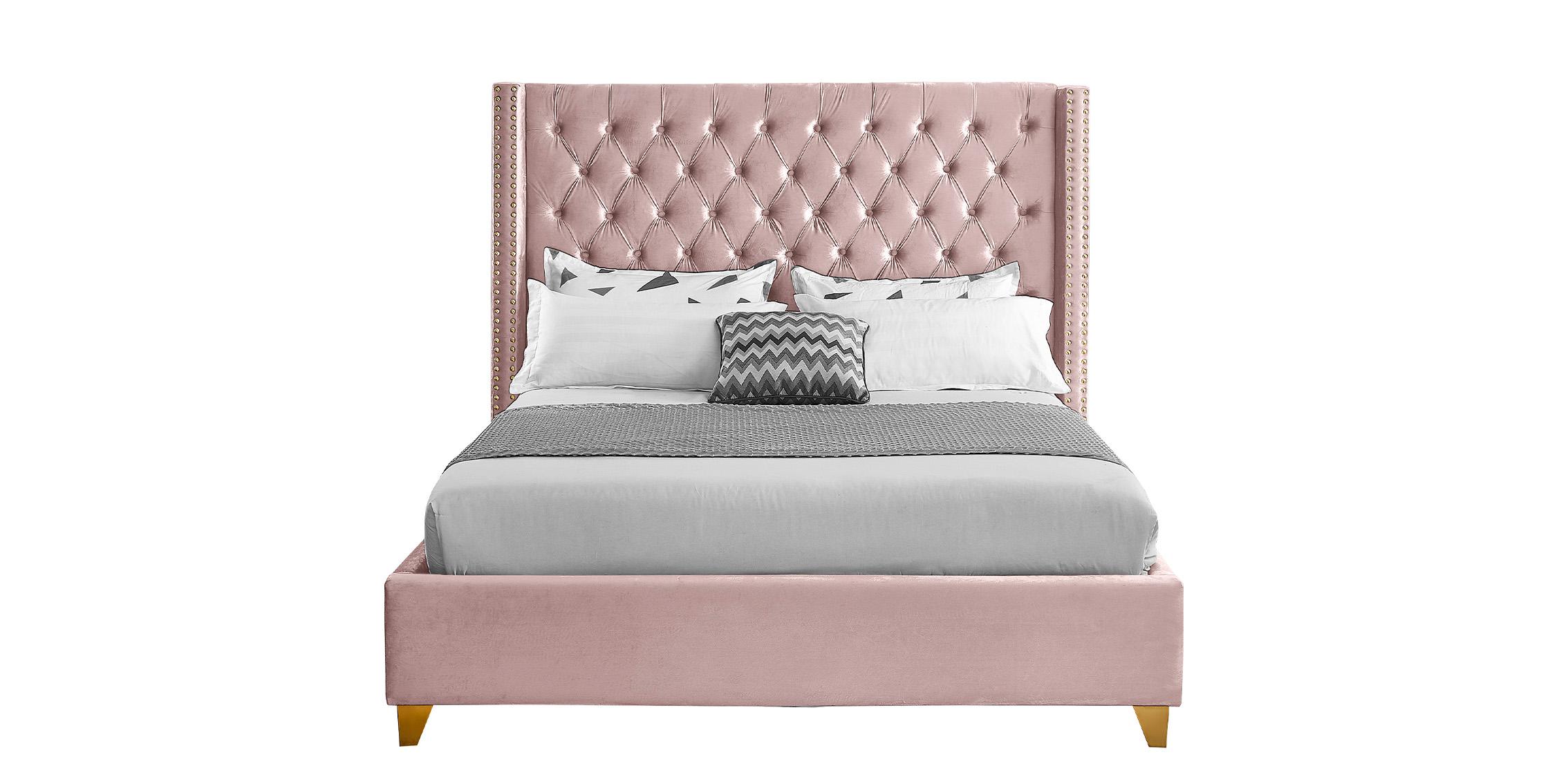 

    
Pink Velvet Tufted King Bed BAROLO Pink-K Meridian Modern Contemporary
