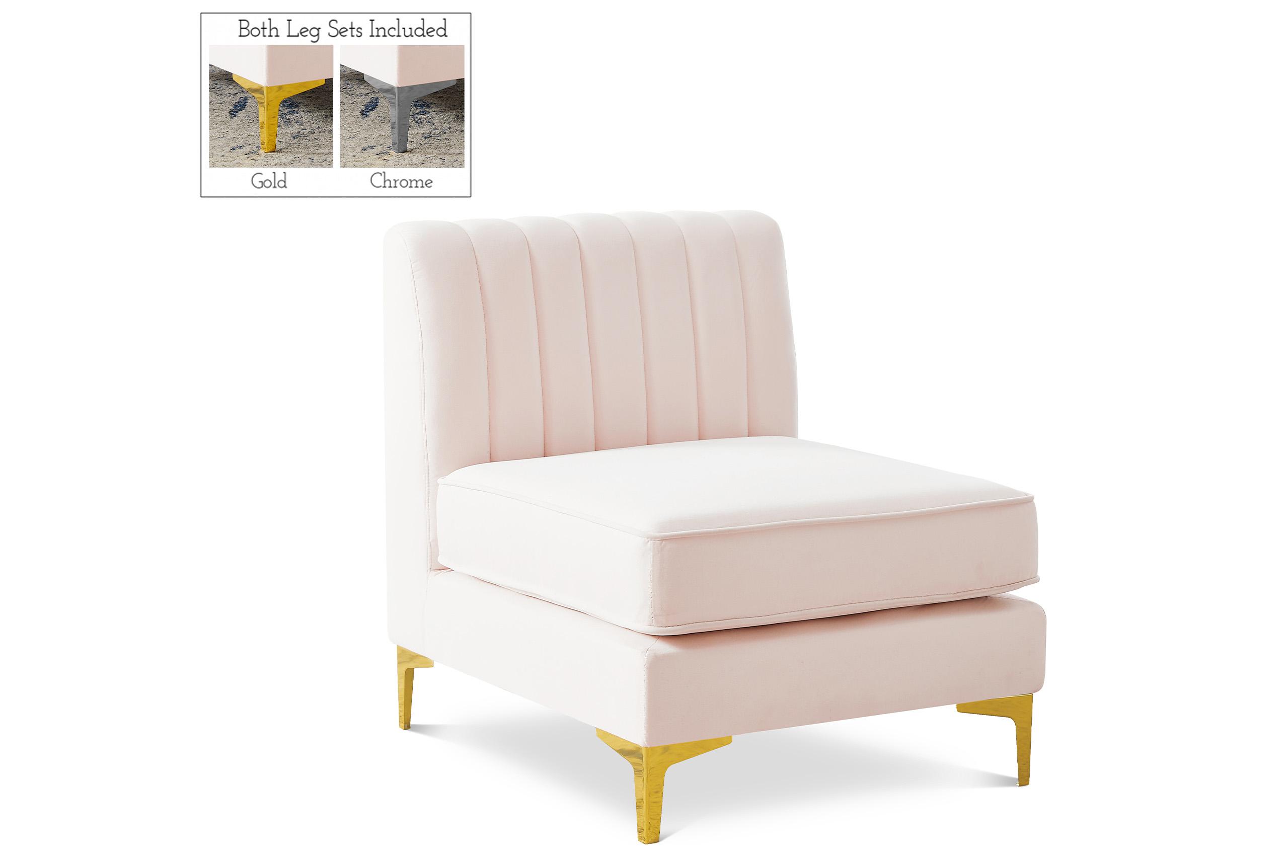 Contemporary, Modern Modular Armless Chair ALINA 604Pink-Armless 604Pink-Armless in Pink Velvet