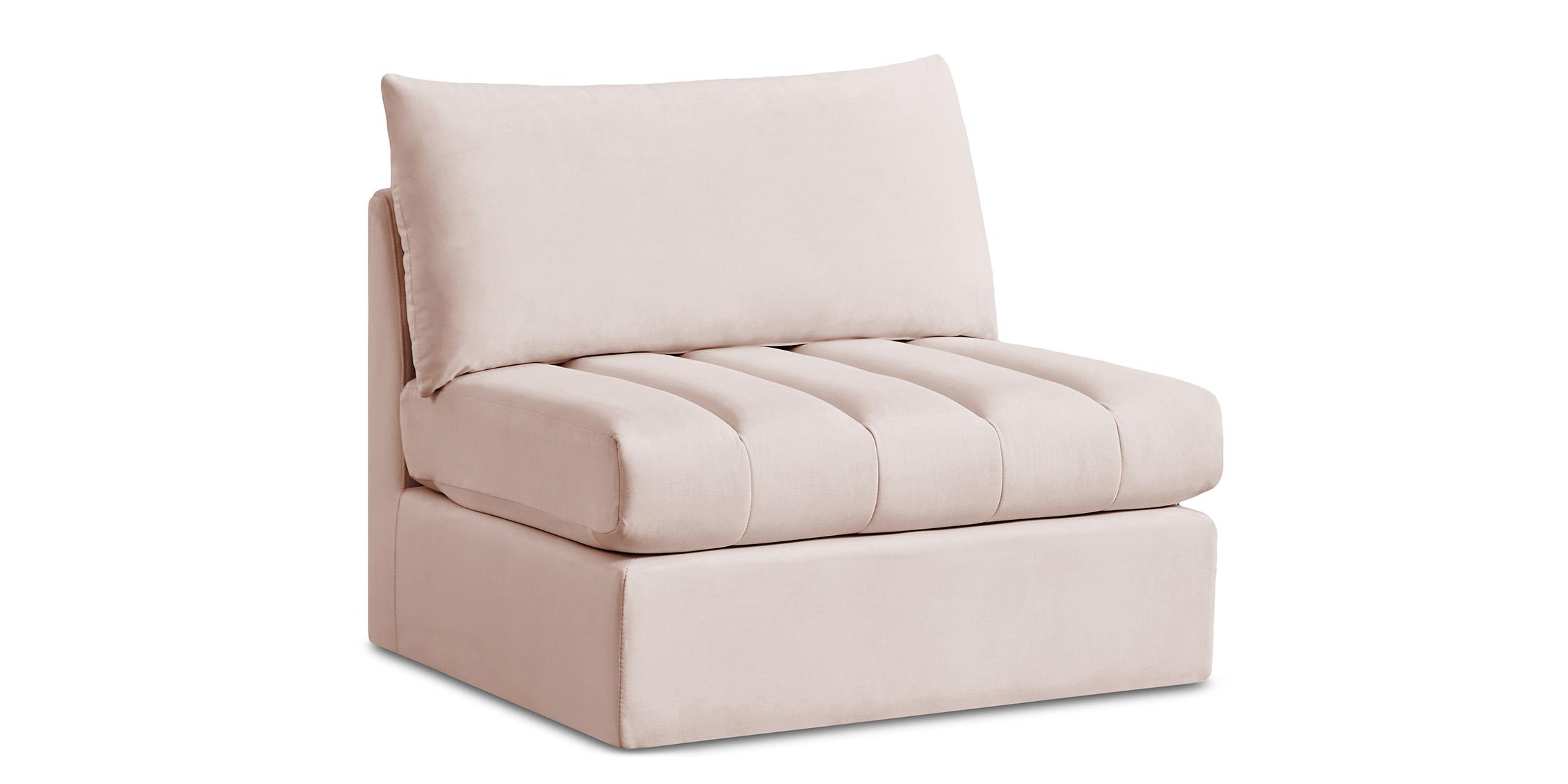 Contemporary, Modern Modular Armless Chair JACOB 649Pink-Armless 649Pink-Armless in Pink Velvet