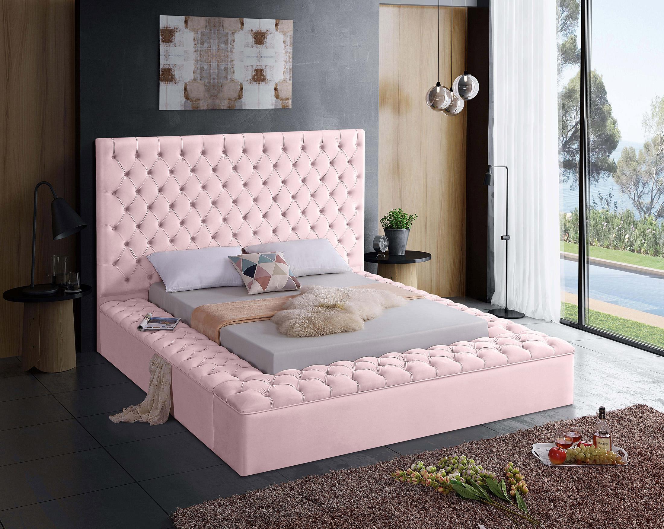 

    
Pink Velvet Tufted Storage Queen Bed BLISS Meridian Contemporary Modern
