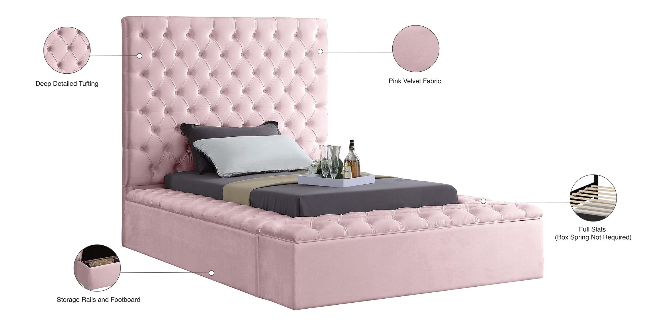 

        
704831404203Pink Velvet Tufted Storage Twin Bed BLISS Meridian Contemporary Modern
