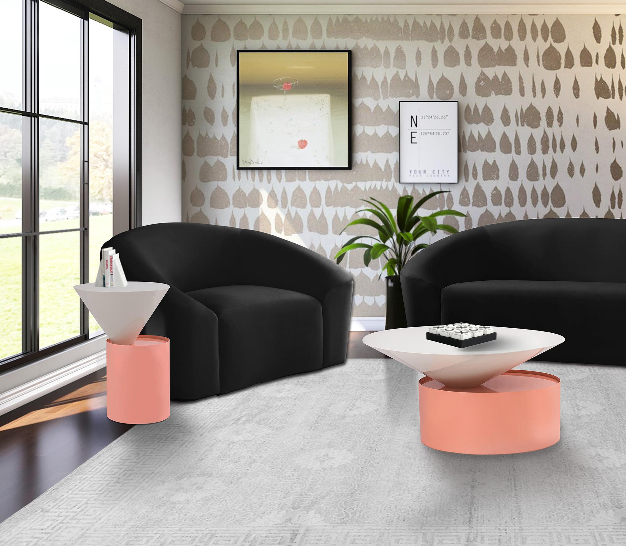 

    
Pink & White Metal Coffee Table Set 2Pc DAMON 267-C Meridian Modern Contemporary
