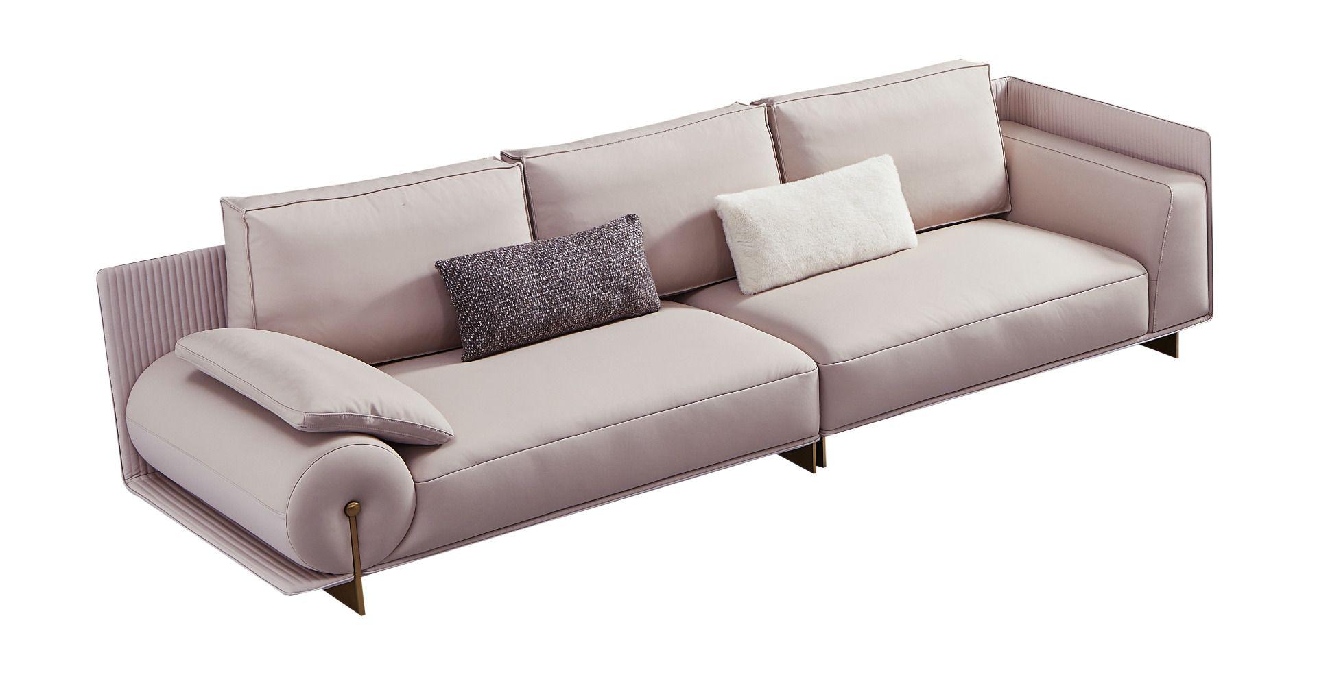 Contemporary Extra Long Sofa EK-Y1001-4S EK-Y1001-4S in Light Gray Top grain leather