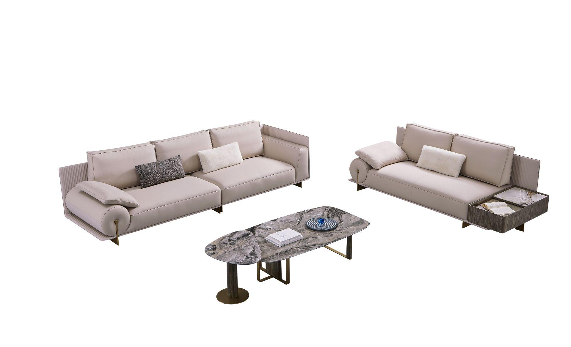 Contemporary Sofa Set EK-Y1001-4S / EK-Y1001-LS EK-Y1001-4S EK-Y1001-LS in Light Gray Top grain leather