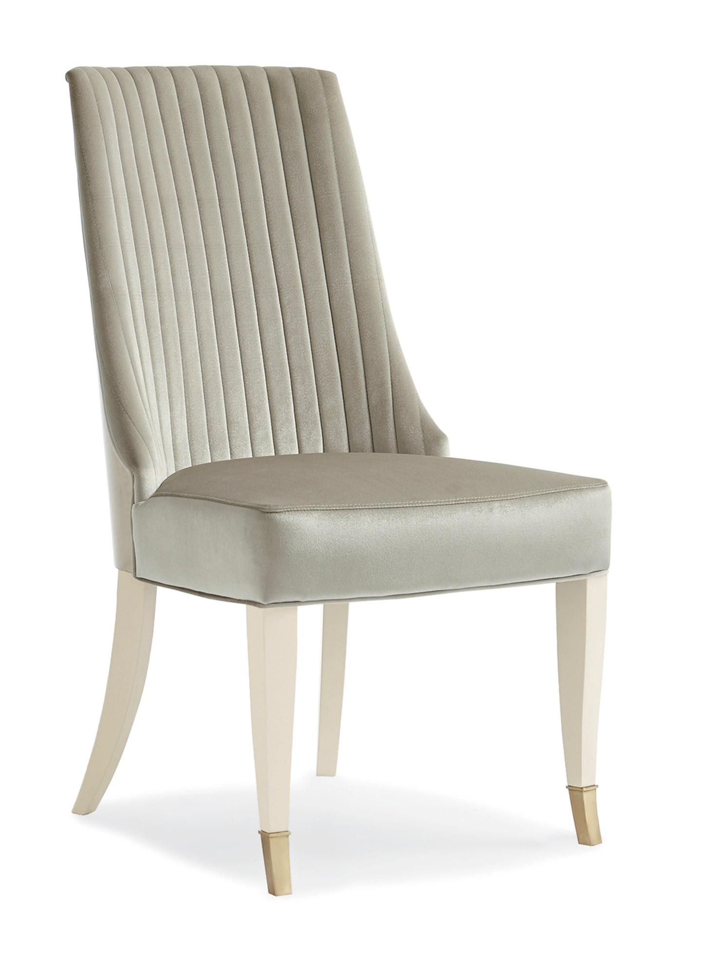 Classic Dining Chair Set LINE ME UP CLA-418-281-Set-2 in Light Gray, Champagne Fabric