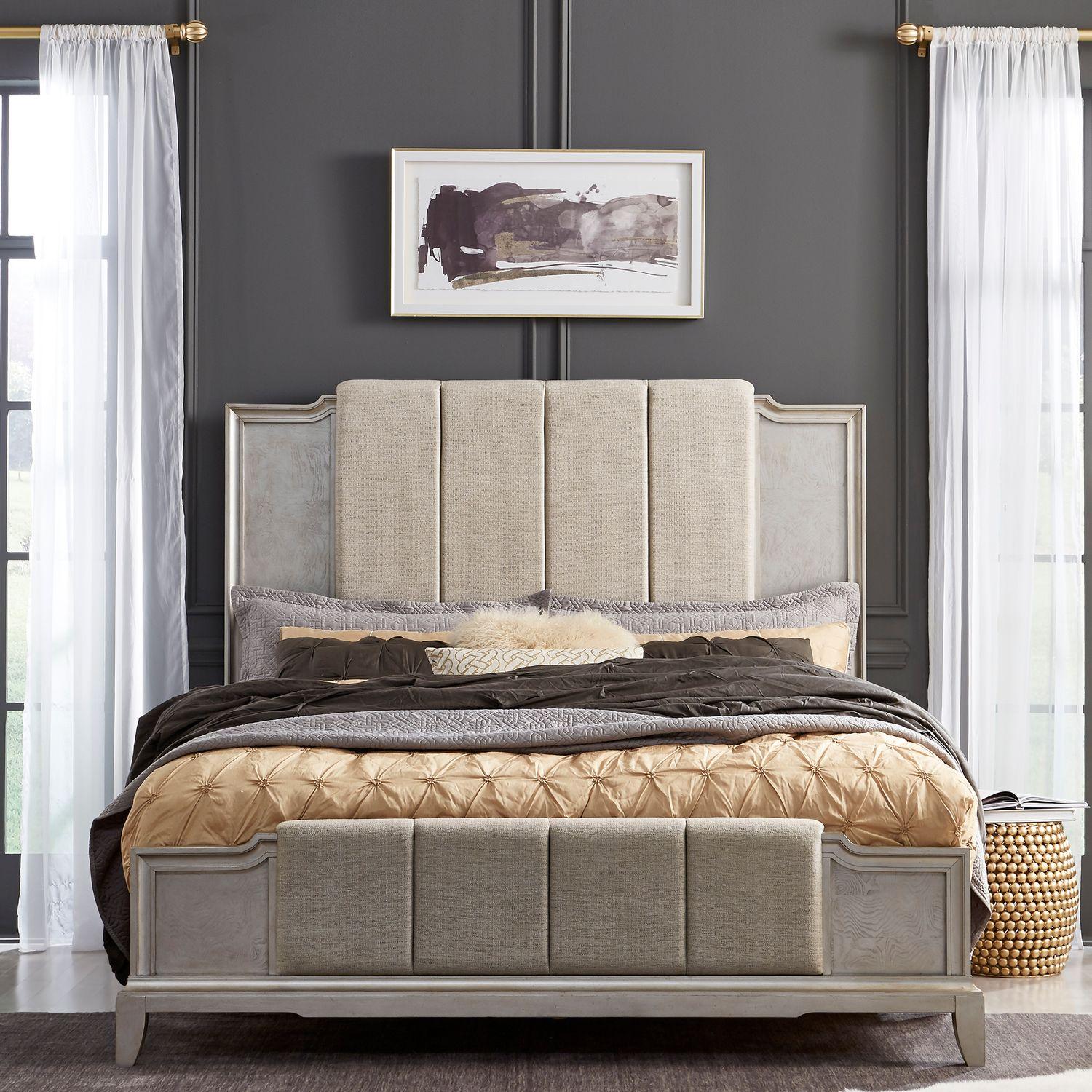Modern Upholstered Bed Montage (849-BR) 849-BR-KUB in Platinum Fabric