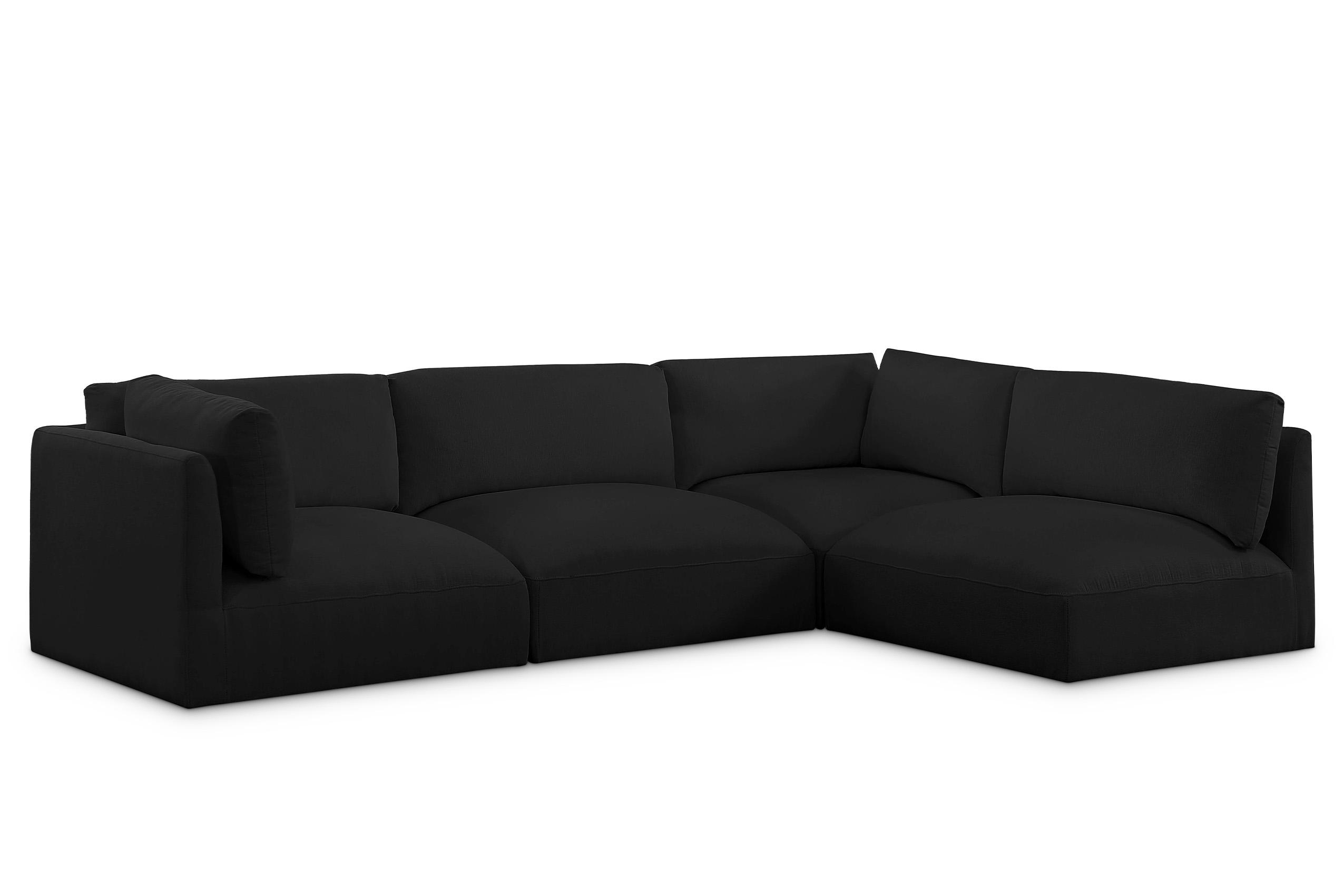 

    
Plush Black Fabric Modular Sectional Sofa EASE 696Black-Sec4B Meridian Modern
