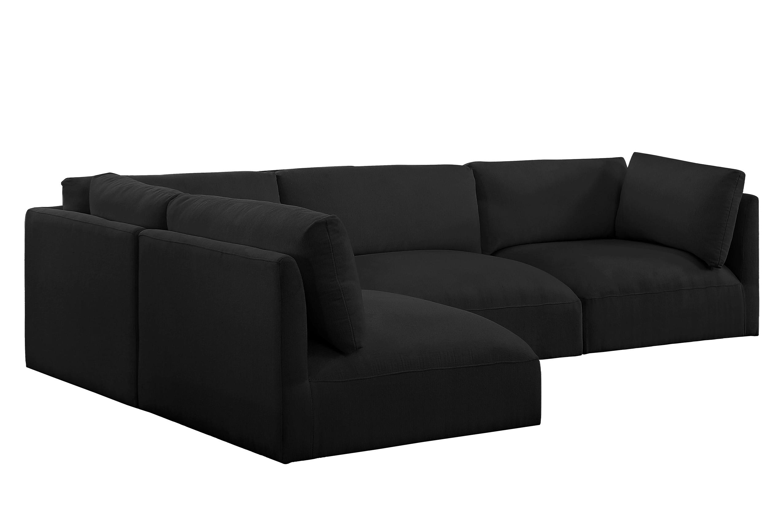 

    
Plush Black Fabric Modular Sectional Sofa EASE 696Black-Sec4B Meridian Modern

