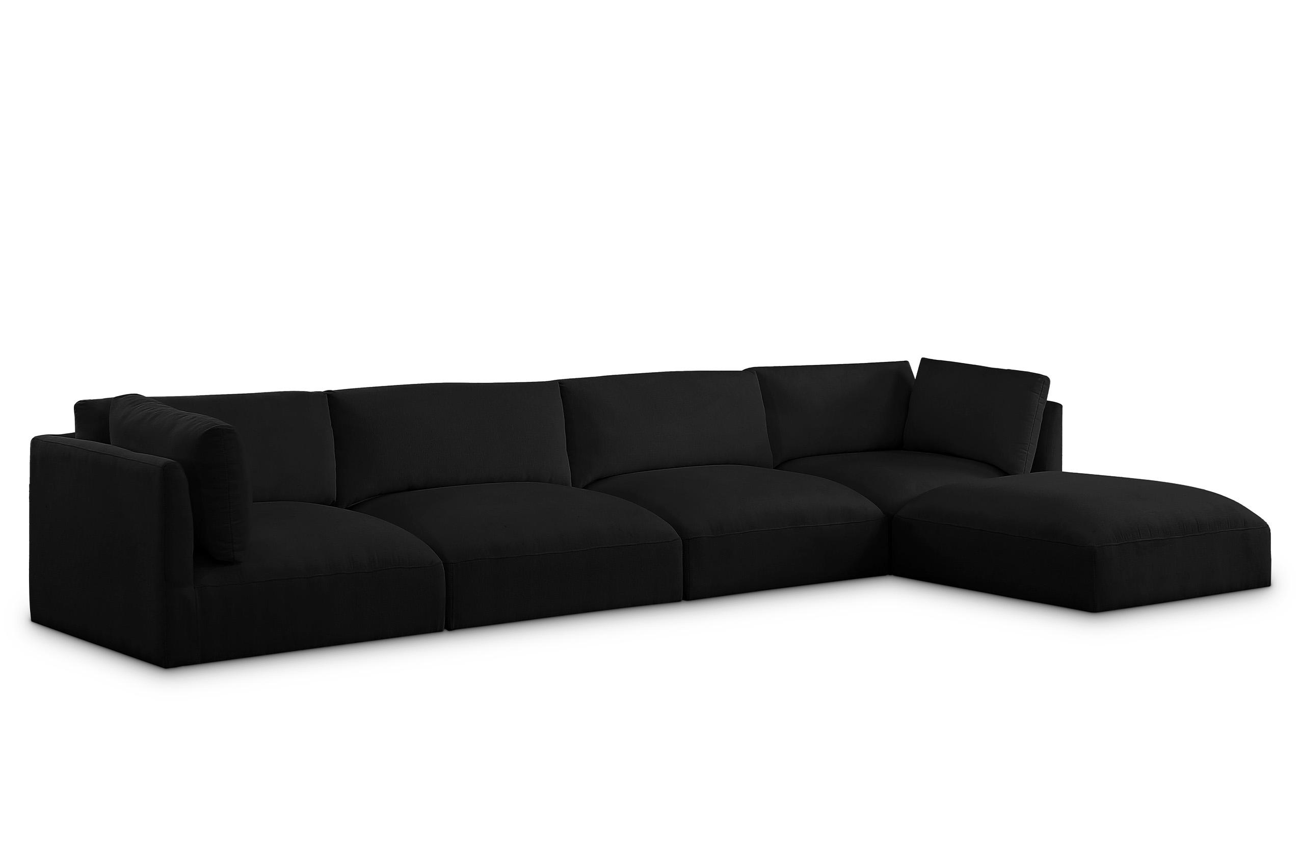 

    
Plush Black Fabric Modular Sectional Sofa EASE 696Black-Sec5A Meridian Modern
