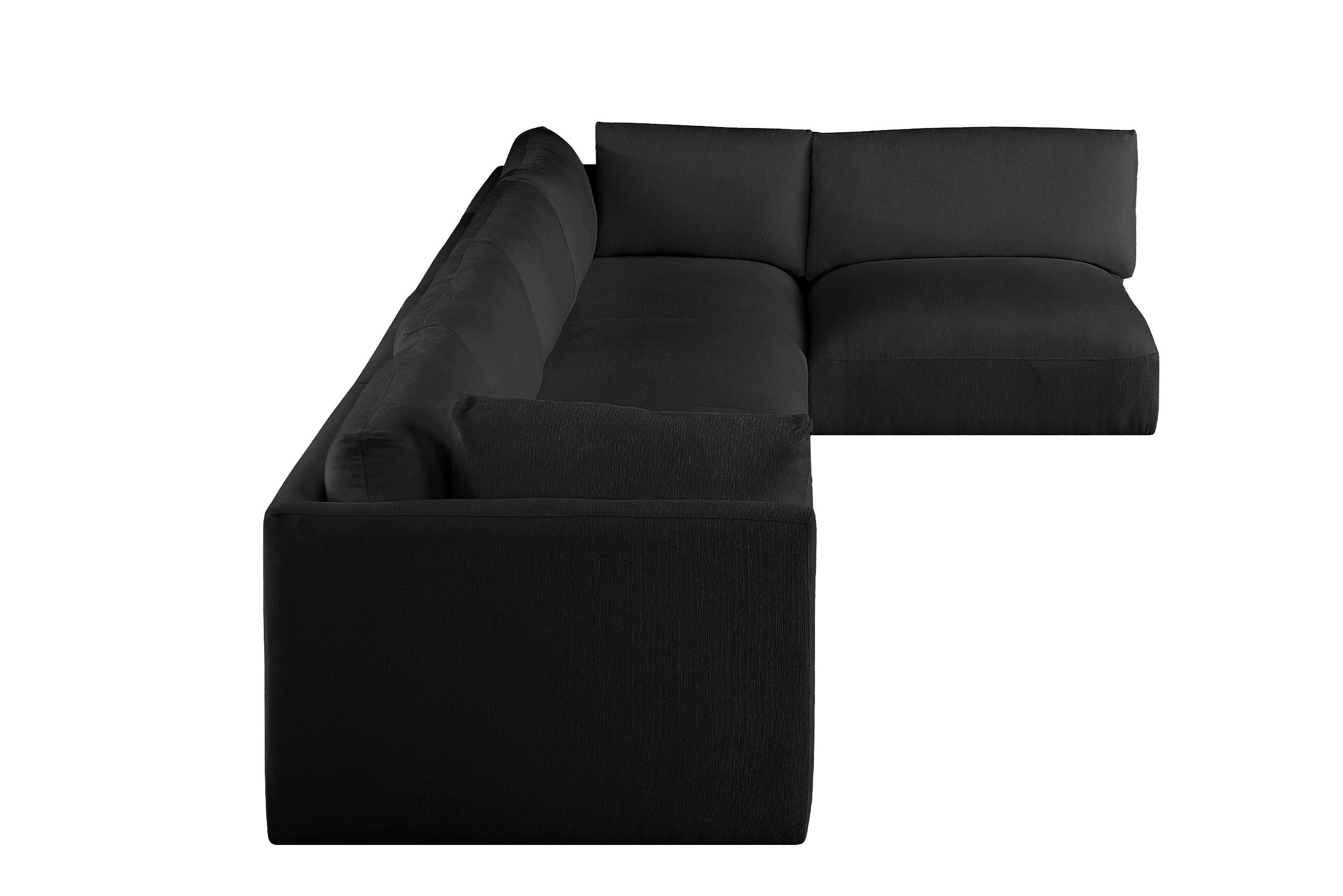 

    
696Black-Sec5B Plush Black Fabric Modular Sectional Sofa EASE 696Black-Sec5B Meridian Modern
