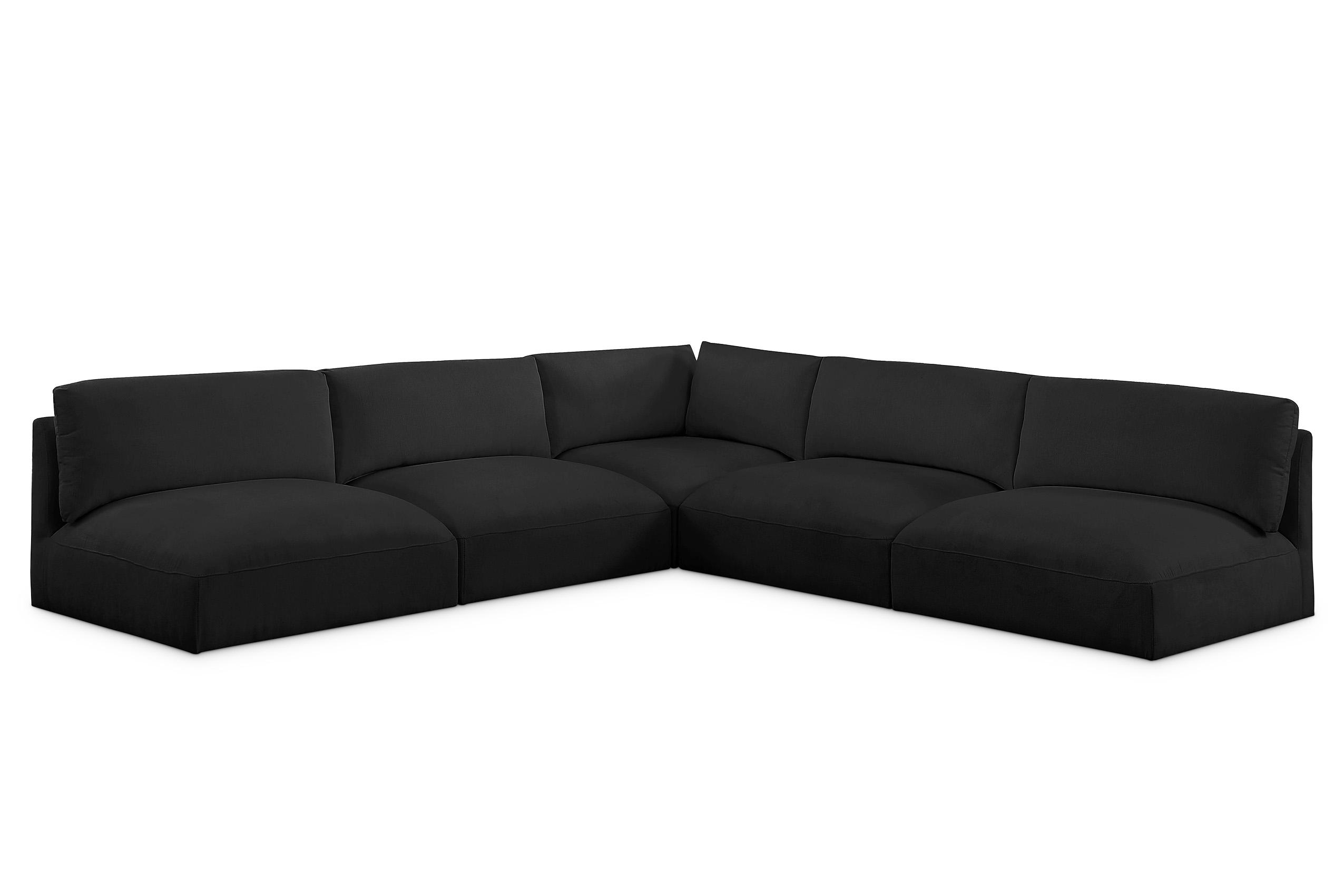 

    
Plush Black Fabric Modular Sectional Sofa EASE 696Black-Sec5C Meridian Modern
