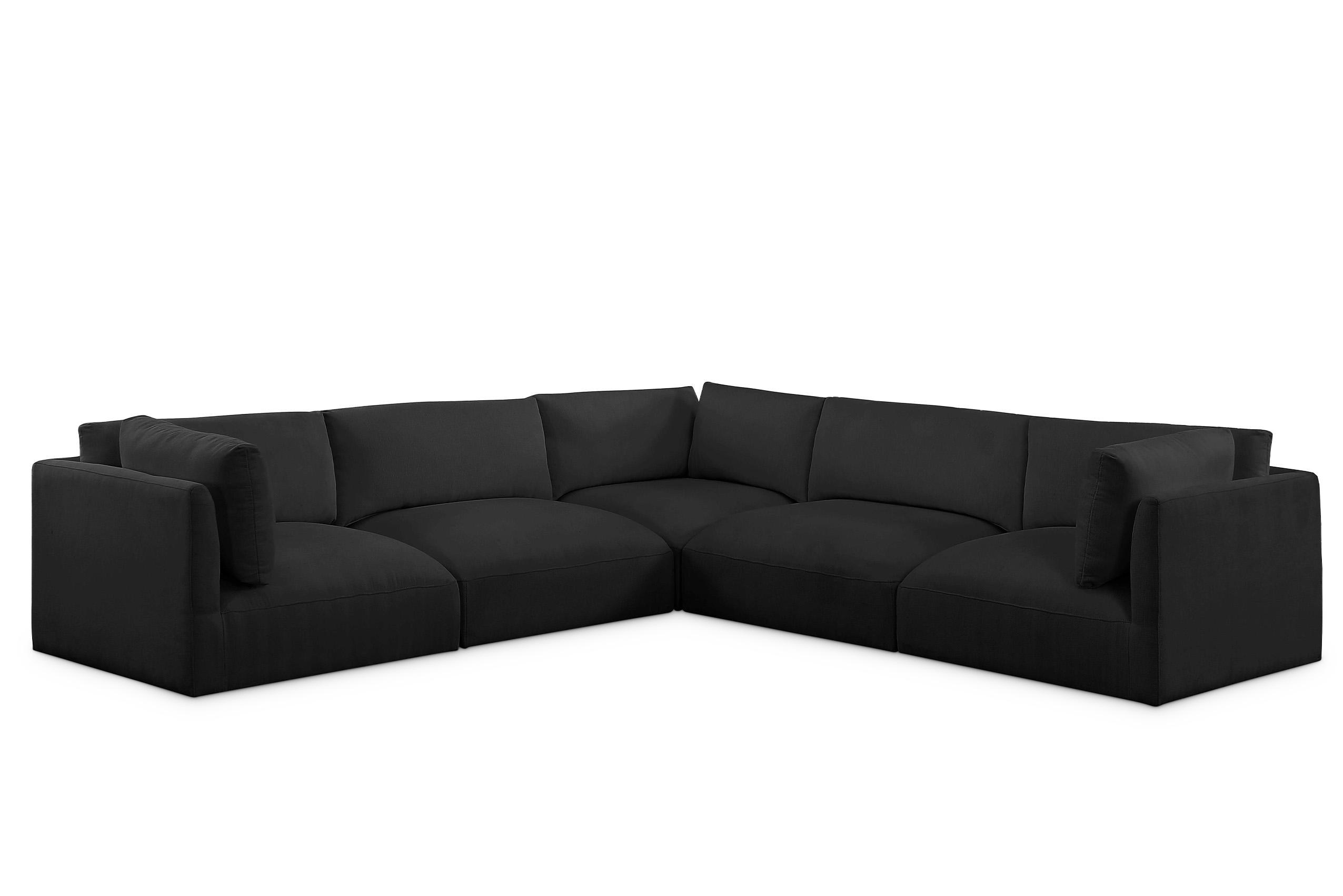 

    
Plush Black Fabric Modular Sectional Sofa EASE 696Black-Sec5D Meridian Modern
