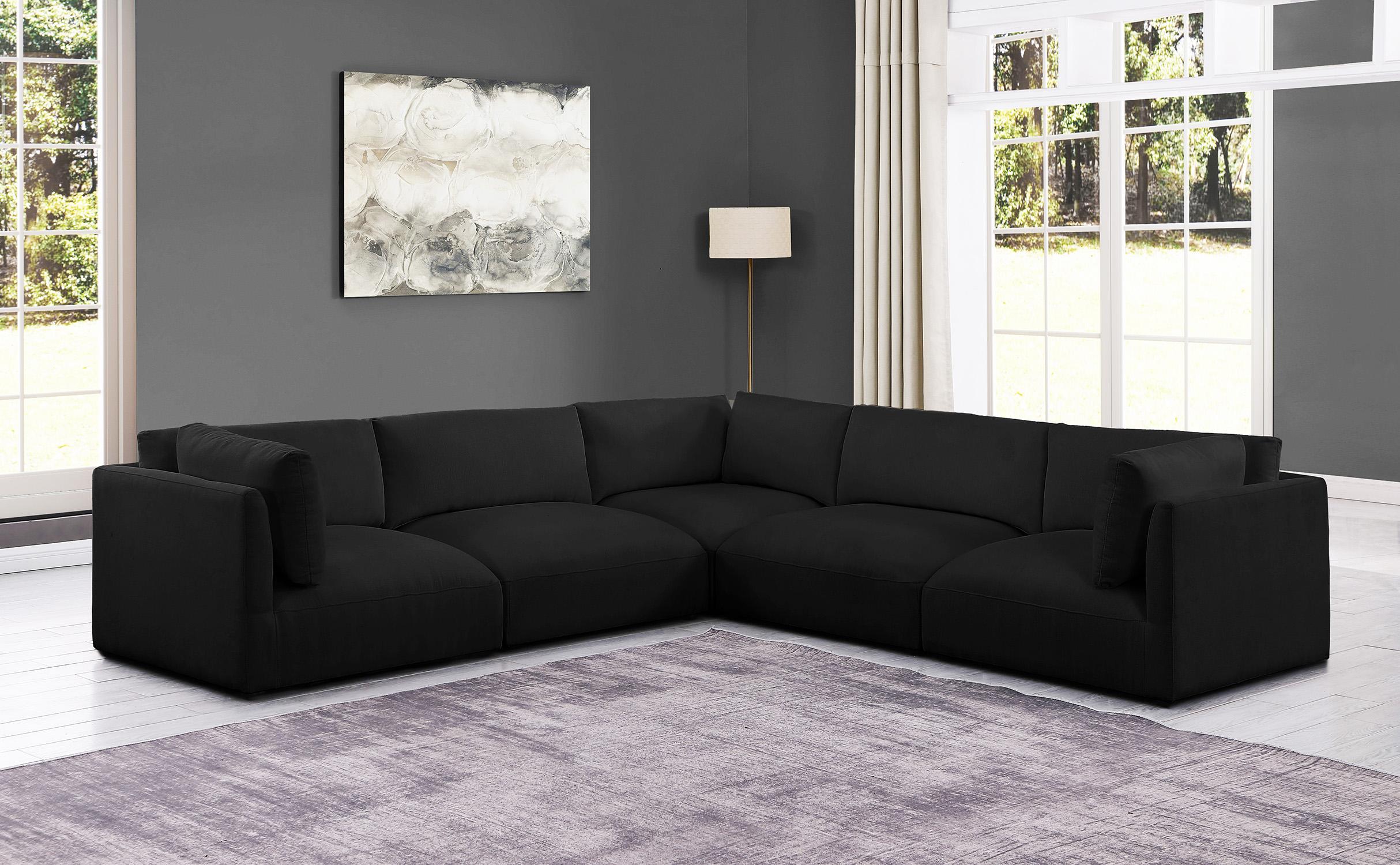 

    
Plush Black Fabric Modular Sectional Sofa EASE 696Black-Sec5D Meridian Modern
