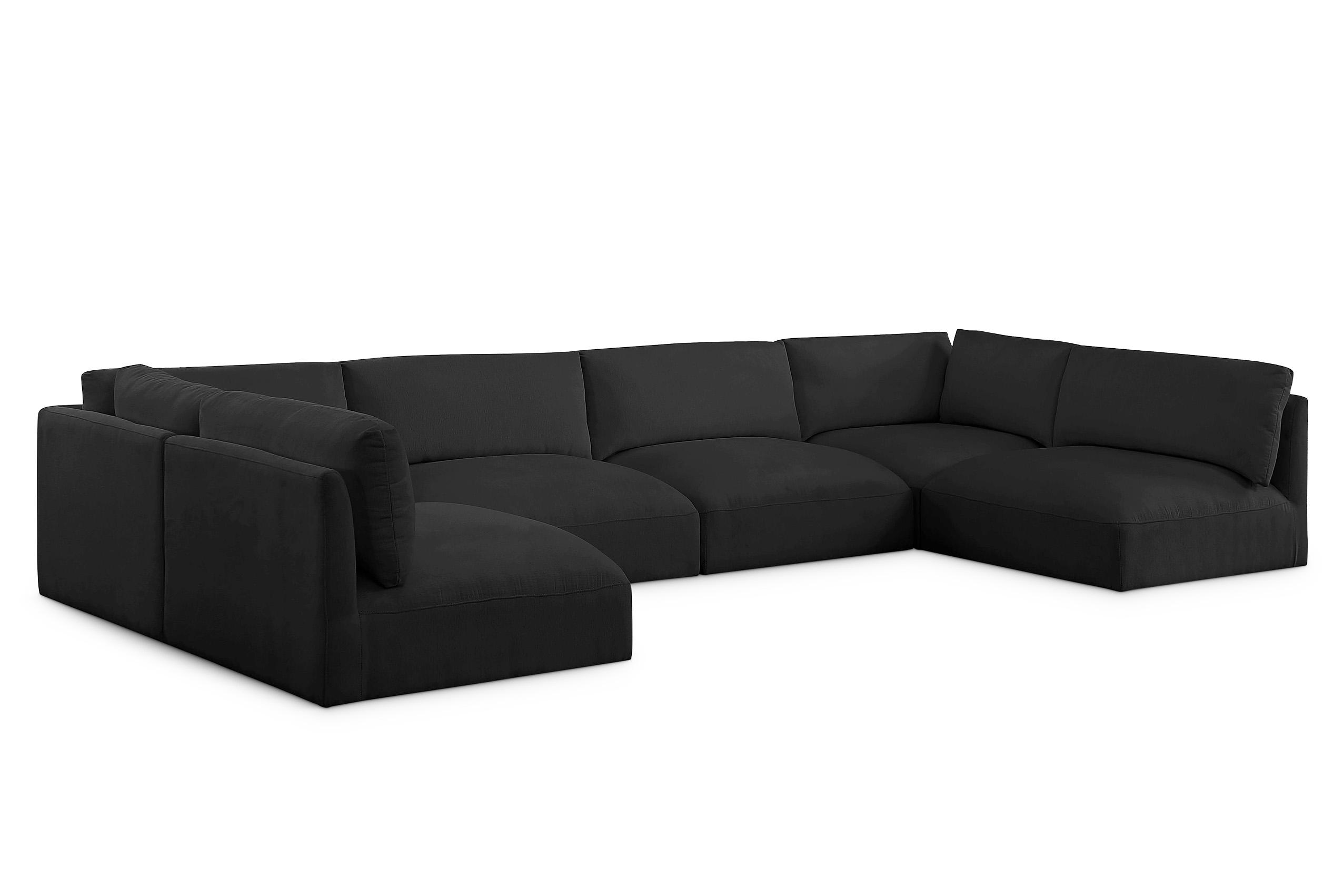 Contemporary, Modern Modular Sectional Sofa EASE 696Black-Sec6A 696Black-Sec6A in Black Fabric